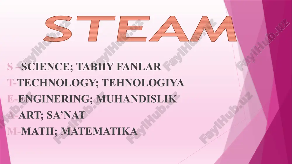 ilishi mumkin bo’lgan bilimgina haqiqatan ham qadrlidir. steam ta’limi bolalarning quyidagi muhim hususiyatlarini rivojlantirishga yordam beradi: -muommolarni keng qamrovli tushinish -ijodiy fikrlash -muhandislik yondashuv -tanqidiy fikrlash -ilmiy metodlarni tushinish va qo’llay olish -dizayn asoslarini tushunish steam yondashuvining eng mashhur namunasi — massachusets texnologiya instituti. ushbu dunyo universitetining shiori «mens et manus» (aql va qo’l). massachusets texnologiya instituti bolalarga steam tushunchasini oldindan o’rganish va tanishish imkoniyatini berish uchun steam kurslarini ishlab chiqdi va hattoki ba’zi ta’lim muassasalarida steam o’quv markazlarini yaratdi. statistikaga ko’ra, 2011 yildan buyon steam-kasblarga bo’lgan talab darajasi 17% ga oshdi, oddiy kasblarga bo’lgan talab esa faqat 9,8% ga oshdi, bu esa butun dunyo bo’ylab ushbu ta’lim tizimiga katta talabni ko’rsatadi. lekin bunday yuqori talab nima bilan bog’liq? ko’pgina mamlakatlarda steam-ta’lim ba’zi sabablarga ko’ra ustuvor ahamiyatga ega: yaqin kelajakda dunyoda va shuning uchun o’zbekistonda muhandislar, yuqori texnologiyali ishlab chiqarish mutaxassislariga talab juda yuqori bo’ladi. uzoq kelajakda biz tabiiy fanlar …