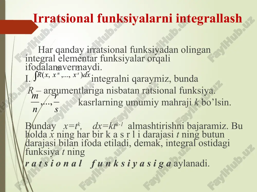 ba’zi irratsional va trigonometrik funksiyalarni integrallash - Page 3