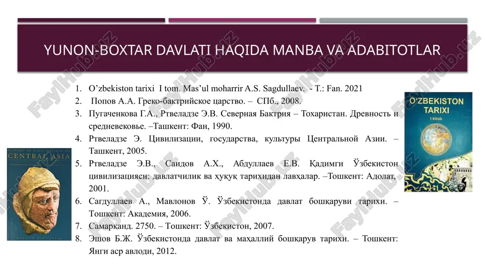 n amalga oshirilmay davlatlar uyushmasi (ittifoqi) tomonidan amalga oshirilgani, dastavval, nisbatan kuchlilar, ular orasidan «baqtriyaliklar», keyin esa «ularga tobe bo‘lganlar» haqidagi konsepsiyani ilgari surgan edi. hozirgi vaqtda ko‘pchilik tadqiqotchilar yunon-baqtriya podsholarining boshqargan hududlari shimoliy afg‘oniston, janubiy o‘zbekiston va hindiqushdan janubdagi ayrim viloyatlar bo‘lganligini e’tirof etadilar. bu hududlardagi markazlashgan davlatda diodot i, keyin esa yevtidem i (ya’ni, mil. avv. iii asrning ikkinchi yarmi) davrlarida kuchli podsho hokimiyati mavjud edi. mil. avv. ii asrning ikkinchi choragidan boshlab yunon-baqtriya podsholigining inqiroziga qadar davlatda mutlaq birlik va barqarorlik bo‘lmagan. yunon-boxtar podsholigi inqirozi miloddan avvalgi 209 yilda. salavkiya shohi antiox iii parfiyaliklarni mag'lub etib , baqtriyaga bostirib kiradi . antiox herirud daryosidagi jangda baqtriyaliklar otryadi ustidan g’alaba qozonadi evtidem o'zining poytaxti baqtraga (balx) chekindi. shahar suriya otryadlari tomonidan qamalda qoldi. qamal taxminan ikki yil davom etdi. og'ir urushdan charchagan antiox iii o'zining yaqin sherigi teleyni (evtidemning vatandoshi) evtidimga yuborishga qaror qildi. evtidem teleyni suriyaliklar uchun …