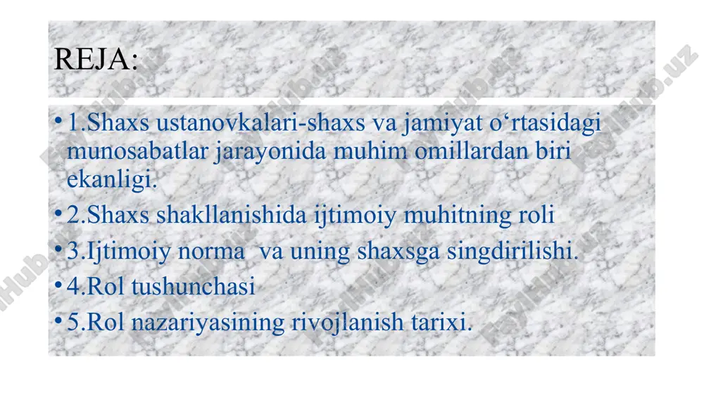 ga qiziqish shaxsning jamiyat tizimidagi mavqei uning xulq-atvorini qanday belgilashi va aksincha, bir qator munozaralar doirasida paydo boʻldi. g.simmel j.mead 19 rol nazariyasining rivojlanishidagi markaziy shaxslardan biri linton boʻlib, u „insonni oʻrganish“ (1936; inglizcha: the study of man) asarida „holat va rol“ bobini yozgan va bu nazariyani yaratish va rivojlantirish uchun boshlangʻich nuqtadir. sotsiologik adabiyotlarning ko'p qismi. 1950-yillar va 1960-yillarning boshlari rollar nazariyasining jadal rivojlanishini belgilab berdi. u strukturaviy sotsiologiya va antropologiya uchun umumiy asos yaratish uchun asos boʻldi. rol tadqiqotlari eksperimental ijtimoiy psixologiyada va ijtimoiy soha nazariyasida rivojlangan. bu vaqtda nazariyaga oid koʻproq texnik adabiyotlar paydo boʻldi, masalan, „rollarni tahlil qilish boʻyicha tadqiqotlar“ (n. gross, w. meyson, a. mceachern, 1958), yangi tushunchalar paydo boʻldi, masalan, „rol“ ziddiyat". 20 har kim hayotida kamida bir marta nizoning ishtirokchisi bo'lishi kerak. eng ommalashgan turi - bu rolga asoslangan mojaro, bu oilalarda, jamiyatda, o'qitish paytida va turli korxonalarda sodir bo'ladi. rol ziddiyati - …