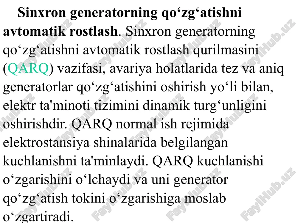 sinxrongeneratorlarning qo‘zg‘atishni avtomatlashtirilgan usullari - Page 3