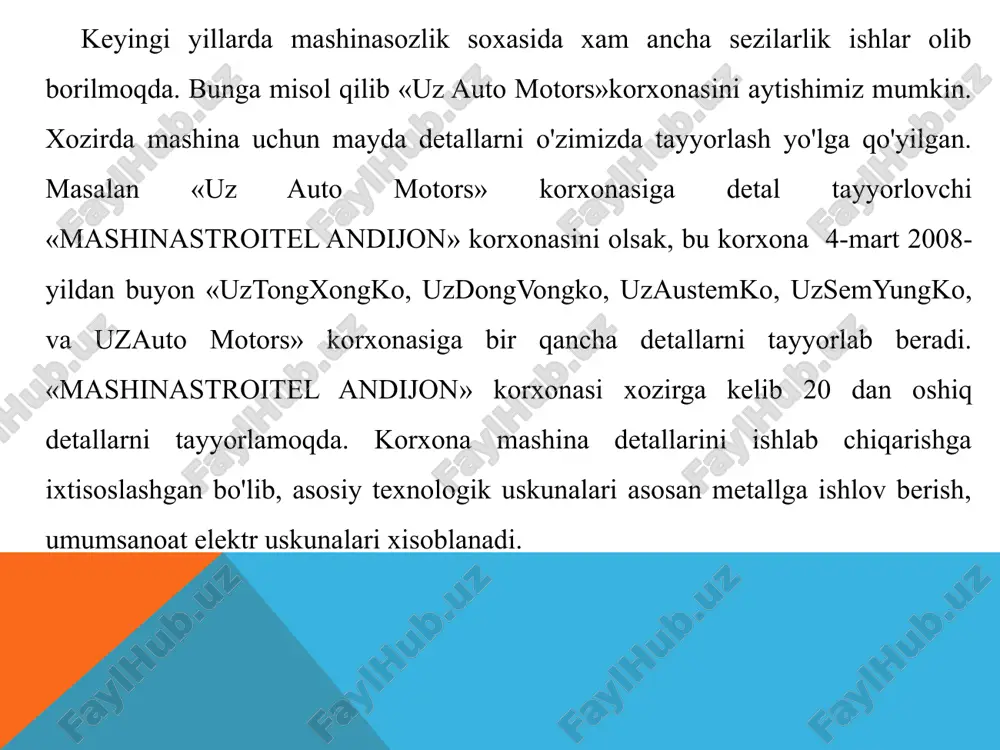 426a xolodnaya shtampovka 50 udarov/min 1 2 press krivoshipniy 63tn kd2128k xolodnaya shtampovka 45 udarov/min 4 3 press krivoshipniy 100tn k2330b xolodnaya shtampovka 45 udarov/min 6 7 press krivoshipniy 160tn k9532 xolodnaya shtampovka 45 udarov/min 6 8 press krivoshipniy 250tn ree 1 250 xolodnaya shtampovka 40 udarov/min 1 9 press krivoshipniy 250tn kb9534 xolodnaya shtampovka 32 udarov/min 1 9 press krivoshipniy 400tn lenp400a xolodnaya shtampovka 32 udarov/min 1 9 gilotinnie nojnitsi na3121 rezka listovogo metalla 46 udarov/min 1 10 tokarniy stanok 16k20 tokarnaya obrabotka obrabotka zagotovki diametrom do 400mm 3 11 tokarniy stanok 1a616m tokarnaya obrabotka obrabotka zagotovki diametrom do 320mm 6 12 tokarno-revolverniy stanok 1d325p tokarnaya obrabotka kalibrovannix prutkov obrabotka zagotovki diametrom do 25mm 2 13 frezerniy stanok 6k81sh frezernaya obrabotka obrabotka detali v dvux ploskostyax, ±90° v prodolnoy i ±45° v poperechnoy ploskostyax 1 13 ploskoshlifovalniy stanok 3g71m shlifovalnie raboti razmer magnitnogo stola 630*210mm 1 14 sverlilniy stanok …