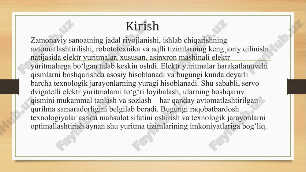 ri uchun ishlab chiqilgan. bu presslar odatda metallni shakllantirish, kesish, buklash, burash, chizish va boshqa mexanik ishlov berish uchun ishlatiladi. ular asosan metallurgiya, avtomobilsozlik, aviatsiya sanoati va boshqa yirik sanoat sohalarida keng qo‘llaniladi. mc2-600 tonnalik press dasgohini umumiy korinishi mc2-600 tonnalik pressning knematik sxemasi bunda 1 elektrodvigatel 2 tasmali uzatma, 3,4 – shesternalar va 5 diskli mufta orqali 6 – krivoship valni aylantiradi. krivoship val 7 shatun yordamida 8 bolg‘ani vertical yo‘nalish bo‘yicha harakatlantiradi. bolg‘aga ustki shtamp, stolga esa ostki shtamp o‘rnatiladi. bu yerda 10 – shkiv maxovik vazifasini bajaradi . krivoship val faqat 5 friktsion mufta yoqilgan holda harakatga keltiriladi, 9 – tormoz friktsion mufti ochiriganda krivoship valni to‘xtatadi. mc2-600 tonnalik press dasgohini ish rejimlari mc2-600 pressining boshqarish tizimi gidravlik yoki elektro-mexanik tizimga asoslanadi. bu tizim pressning yuqori va pastki qismlarini boshqaradi, shuningdek, kerakli bosim va harakatlarni amalga oshiradi. pressda material, odatda metall, mavjud bo‘ladi. bu materiallar pressning yuqori …