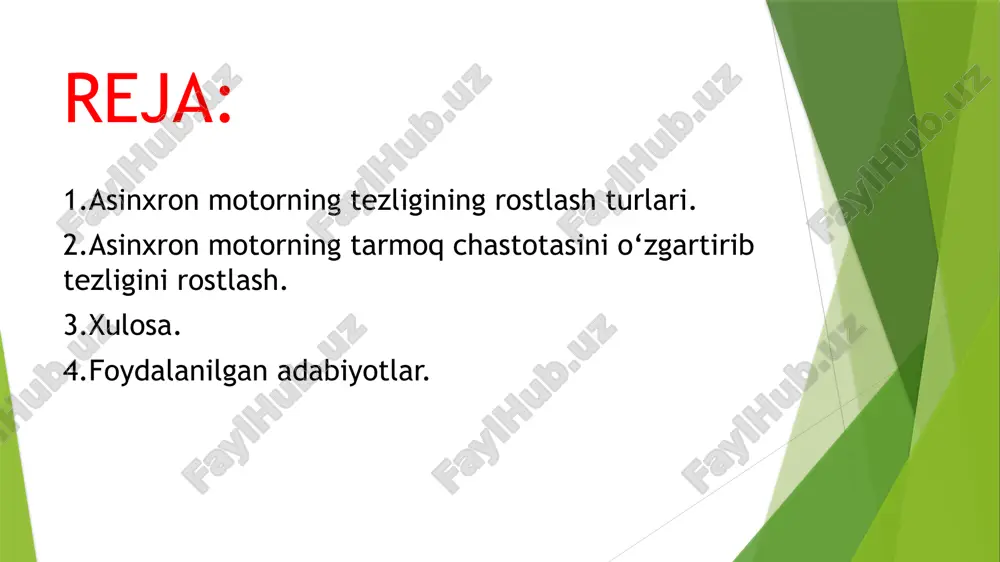 zarur. foydalanilgan adabiyotlar 1. ibragimov u. elektr mashinalari. kasb-hunar kollejlari uchun.-t .: « 0 ‘qituvchi».2001. 2. kovchin s. a., sabinin yu. a. teoriya elektroprivoda. «energoatomizdat». spb., 2000. 3.klyuchev v. i. teoriya elektroprivoda. -m .: «energo­ atomizdat», 2000. 4. rudakov v. v. elektroprivodi s programmnim upravleniem i posledovatelnoĭ korrektsieĭ. l., izd-vo lgi, 1990. 5. terexov v. m. elementi avtomatizirovannogo elektroprivoda. —m.: «energoatomizdat», 1987. image1.png image2.jpg image3.jpg image4.jpg image5.png image6.jpg image7.jpg /docprops/thumbnail.jpeg