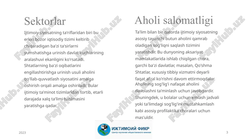 sat har bir mamlakatda odamlarning turmush sifatini yaxshilashga qaratilgan siyosat sifatida aniqlandi. ilgari ushbu turdagi qonunchilik mavjud bo'lishiga qaramay, u uchun aniq rejalar tuzila boshlandi. ba'zi ekspertlar, bu ijtimoiy adolatga erishish niyatida davlatning makro darajada aralashuvi ekanligini tasdiqlaydilar. shuningdek, bu har bir hududda tinchlikni saqlashning bir usuli hisoblanadi, chunki qashshoqlik sharoitida aholi guruhlarining mavjudligi ko'pincha ziddiyat va g'alayonlarga olib keladi. 2023 7 7 image1.jpg image2.jfif image3.png image4.jpg image5.jpg image6.png image7.~