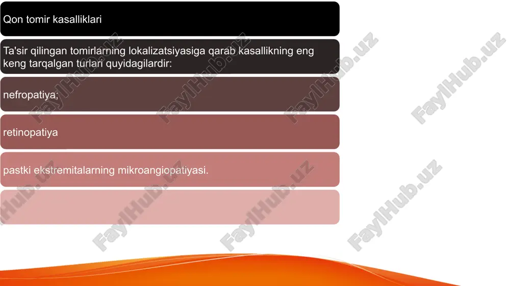 mpyuter tomografiya tekshiruvi buyurilishi mumkin. to'g'ri rasmni olish uchun bemorga ko'pincha kontrast modda yordamida bunday tekshiruvdan o'tish tavsiya etiladi, bu tasvirning ravshanligini oshiradi. siydikni umumiy tahlil qilishda nefropati bilan, ko'pincha jiddiy tashhis qo'yish uchun sabab bo'lgan o'zgarishlar tez-tez uchraydi. qandli diabetda mikroangiopatiyani davolash patologik jarayonning lokalizatsiyasiga bog'liq. retinopatiyaning boshlanishini, oyoq tomirlari yoki nefropatiya bilan bog'liq muammolarni to'xtatish juda qiyin, ammo ularning rivojlanishini biroz sekinlashtirish mumkin. tanadagi barcha qon tomir kasalliklarini davolashning asosiy tarkibiy qismlari qon shakarini maqsadli darajada ushlab turish va parhezga rioya qilishdir. busiz, biron bir mahalliy protsedura va yordamchi dori-darmonlar yordam bermaydi yoki doimiy natijaga olib kelmaydi. ko'zning to'r pardasida metabolik jarayonlar oqimini normallashtirish uchun bemorga ko'z tomchilari, vitaminlar va ko'z qovoqlarini yumshoq massaj qilish buyuriladi. bunday protseduralar muammoni to'liq bartaraf etmaydi, ammo uning rivojlanishini sekinlashtiradi. nefropatiya bilan parhezga rioya qilish, tuz va ko'p miqdordagi oqsildan voz kechish, qon bosimini nazorat qilish muhimdir. birgalikda gipertenziya bilan bemor antihipertenziv …