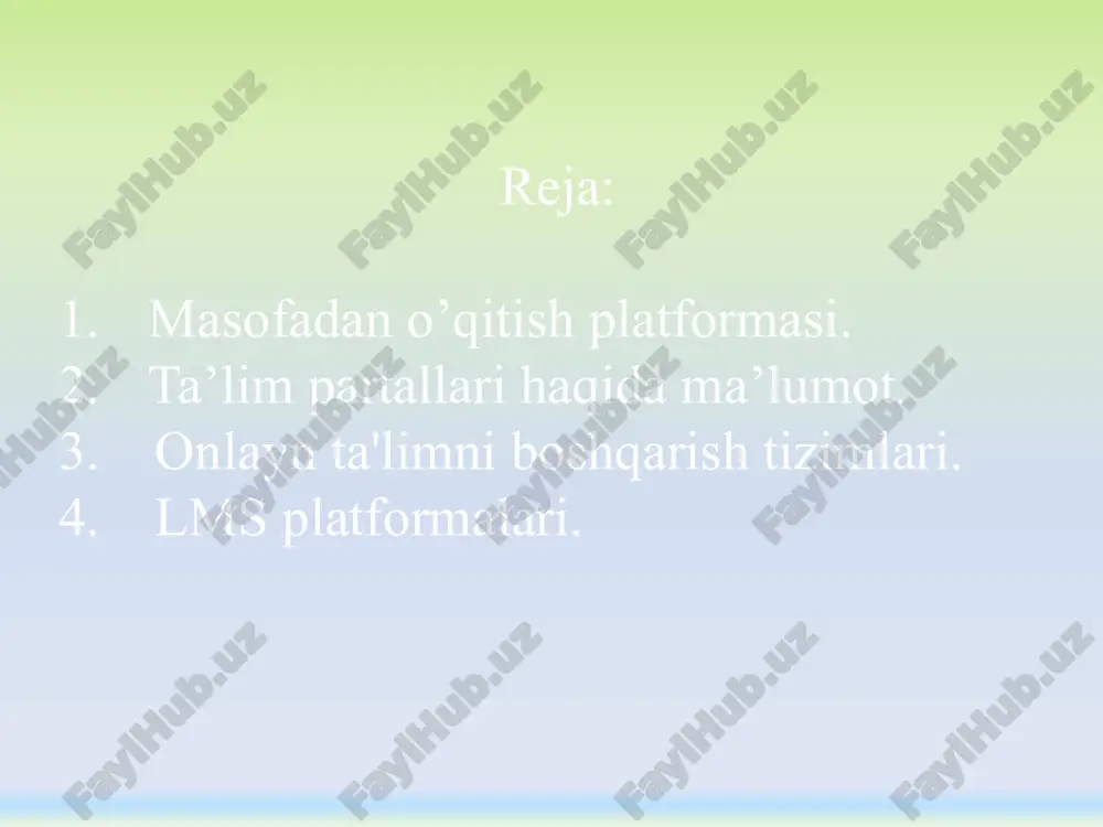 latilishi ulardan asosiylarini eslatib o'tishimiz mumkin: korporativ maqsad: poezd xodimlari mijozlarga onlayn maslahatlarni amalga oshiring jozibador marketing strategiyasini amalga oshiring (kiruvchi marketing) xaridorlarga yoki tashkilot a'zolariga, taqdim etilgan mahsulotga yoki xizmatga onlayn yordam berishga ruxsat berish. tijorat maqsadi: raqamli marketing platformalari bilan integratsiyaga erishish tashkilot, mahsulot yoki xizmat brendini loyihalash xizmatlarni ko'rsatish yoki mahsulotlarni sotish uchun to'lov usullarini qo'shish. pochta marketingi mexanizmlarini taqdim etish (pochta marketingi) onlayn kurslar yoki boshqa shunga o'xshash yoki tegishli xizmatlar uchun savdo jarayonlarini avtomatlashtirish. akademik tugatish: talabalar va kurslarni / seminarlarni ommaviy ravishda boshqarish o'qitilgan o'quv jarayonining ko'rsatkichlarini bajarish scorm kabi tasdiqlangan ta'lim texnologiyalari / metodikalari bilan mos kelishga erishish o'quvchilar, o'qituvchilar va ma'murlar bilan birgalikda o'quv tuzilmalarini samarali va oson loyihalashtirish. image2.jpeg image3.jpeg image4.jpeg image5.png image6.png image7.png image8.png image9.png image10.jpeg image11.jpeg image12.gif /docprops/thumbnail.jpeg