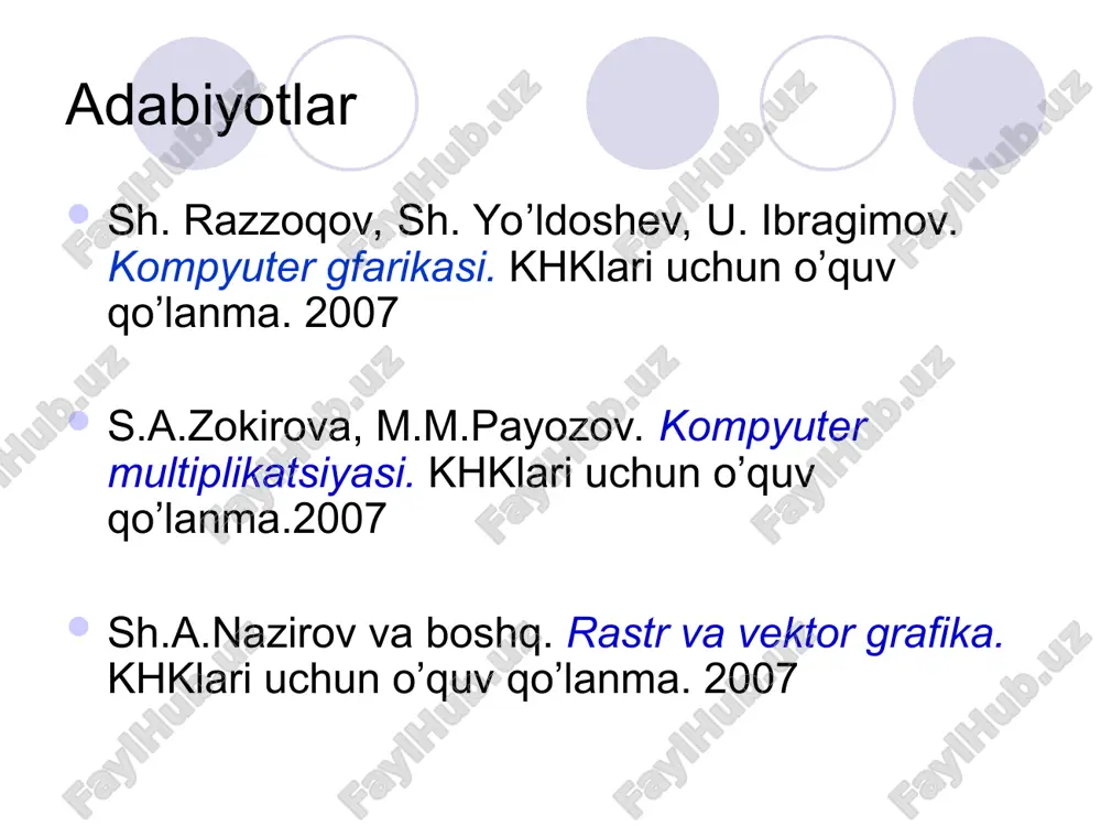 r. dyum dpi rang piksel to’g’ri javob qani? to’g’ri javob: 1.______ bir dyum uzunlikdagi kesmada nechta nuqta tasvirlanganligi bilan o’lchanadi. 2._____ ekrandagi tasvirni ifodalovchi nuqta bo’lib, rangli to’g’ri to’rtburchakni eslatadi. dpi 3._________ diagonal kesma uzunligi bo’lib, ekranda to’lig’icha joylashadigan tasvir o’lchamini aniqlaydi. piksel dyum 4._______ axborotlarni saqlashning shakli va usulini belgilaydi. format so’z o’rnini top! sahroda-do’st hayot chorrahalarida-tayanch yolg’iz damlarda-yo’ldosh baxtiyor daqiqalarda-rahbar qayg’uli onlarda-madadkor odamlar orasida-zebu-ziynat dushmanlar uchun-quroldir!