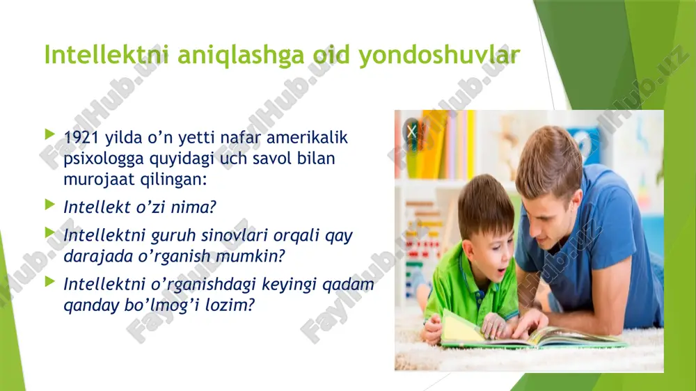 olinadi va quyi miqdori qabul qiiingan shkala bo'yicha ularga mos miqdoriy baholar va qisqacha ta’riflar beriladi. www.ziyouz. savollar intellektning o’lchaydigan testlar va ularning turlarini ajratib ko’rsating. sizningcha intelekt nima? siz uni o’lchashda qanday usulni samaraliroq deb o’ylaysiz? ayzenkning intellektual modelini necha qismdan iborat ta’riflab bering? e’tiboringiz uchun rahmat !!!! ! image1.jpg image2.png image3.png image4.jpg image5.jpg image6.png image7.jpg image8.jpeg image9.jpeg image10.jpg image11.png image12.png image13.jpg /docprops/thumbnail.jpeg