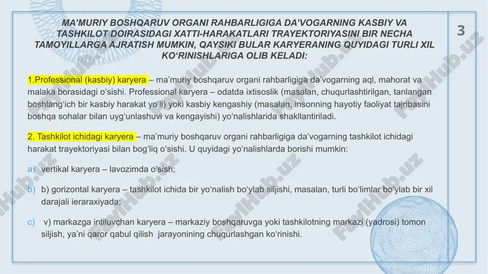a zamonaviy janrlarni muvaffaqiyatli tarzda uyg‘unlashtirgani bilan tanilgan. nazarxon o‘zining xalqaro miqyosdagi konsertlari orqali milliy musiqani dunyoga tanitishda katta rol o‘ynagan. uning karyerasi o‘zbekistondagi san'at va musiqiy ijodning global miqyosda tanilishiga yordam berdi. 9 mashhurlarning karyeraga erishish yo’llari. zulfiya taniqli o‘zbek shoiri zulfiya o‘zining lirik va romantik asarlari bilan xalqimizga chuqur ta’sir qilgan. uning ijodida o‘zbek ayolining tarixi, ruhiyati va his-tuyg‘ulari aks etgan. zulfiya karyerasida o‘zbek adabiyoti va madaniyatining yuksalishiga katta hissa qo‘shgan, ayniqsa, yosh avlodni tarbiyalashda alohida rol o‘ynagan. 10 mashhurlarning karyeraga erishish yo’llari. nodirabegim "komila" taxallusi bilan ijod qilib, o‘zbek adabiyotida ma’rifatparvar ayollar orasida yorqin iz qoldirgan. u she’riyatida sevgi, dard va insoniy tuyg‘ularni samimiy tarzda ifoda etgan. xiva xoni muhammad rahimxonning xotini sifatida nodirabegim davlat boshqaruvida ham ishtirok etgan. uning siyosiy va ijtimoiy masalalarda o‘z qarashlari bo‘lib, ba’zi tarixiy manbalarda uning dono maslahatchi va jamoat arbobi sifatida ham eslanadi. 11 odirabegim "komila" taxallusi bilan ijod qilib, o‘zbek …