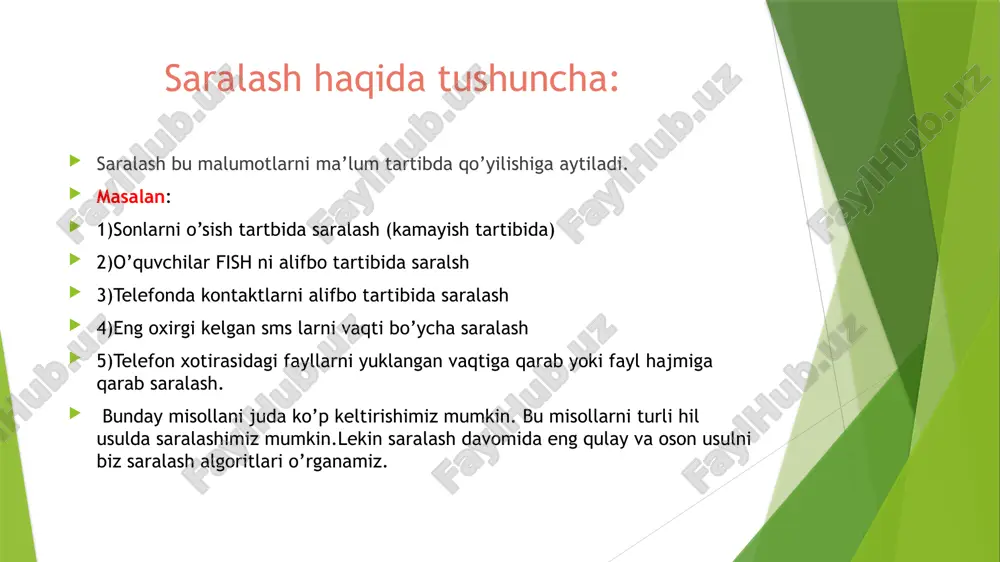 saralash algoritmlari piramidali saralas - Page 3