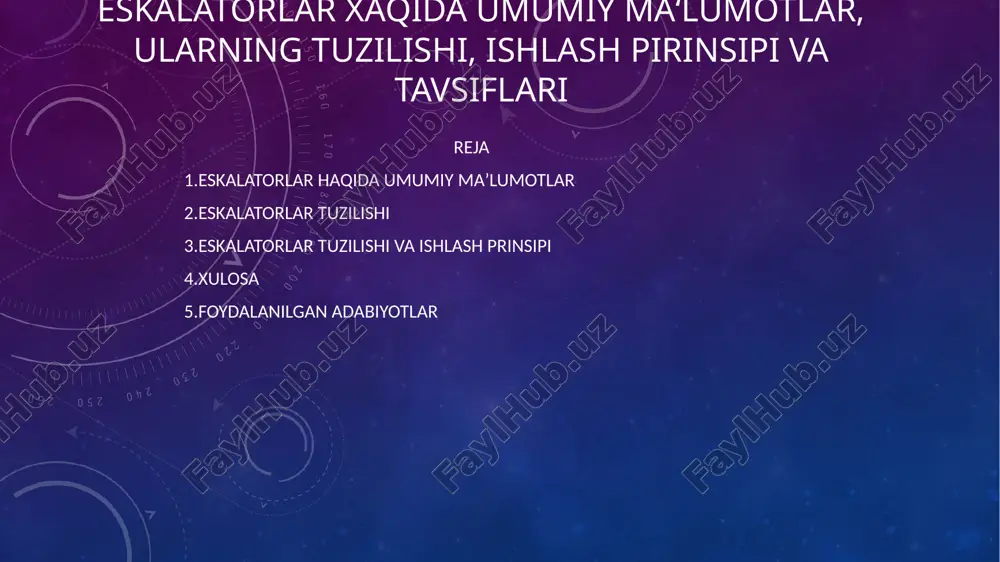 soat mobaynida tashiladigan yo’lovchilar soni bilan o’lchanib, ko’tarilish balandligining qiymatiga bog’liq eskalatorlar yuritmalarida faza rotorli asinxron motorlar juda keng tarqalgan. qisqa tutashtirilgan rotorli asinxron motorli eskalator zinapoyasining uzunligi kalta bo’lib, ular metropoliten stansiyalarida, o’tish joylarida, savdo binolarida qo’llaniladi. eskalatorining elektr yuritmasi sxemasi eskalator elektr sxemasining ishlash prinsipi eskalatorlar yuritmasida quvvati 200 kwt gacha bo’lgan faza rotorli asinxron motor qo’llaniladi. yo’lovchilar kam bo’lgan vaqtlarda motor deyarli salt holatida ishlatiladi. motorning validagi yuklanish tahminan nominal qiymatdan 40% kamayganida uning quvvat koeffisiyentini va fik oshirish uchun stator chulg’ami uch burchak holatidan uzilib, yulduzchaga ulanadi. yuklanma ko’payganida stator chulg’ami qayta ulanadi. ushbu ulanishlar avtomatik ravishda maksimal tok relelari 1m va 2m yordamida amalga oshiriladi. ular rpp va rv relelari orqali kδ va ky kontaktlarini boshqaradi. rele 2m o’chirilishi va rele 1m ulanishi orasidagi vaqt davrida uzilish vaqtiga mos vaqt kechiktirishli rv kontakti rpp chulg’amining zanjiri ulanilishini ta'minlab turadi. motor to’la yuklangan holatda tushishning generator …