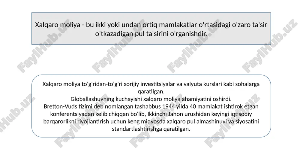 tish va ularga zarur xizmatlarni ko'rsatish orqali odamlarning qashshoqlikdan qochishi va yuqori turmush darajasiga erishish imkoniyatlarini yaratishdir. qashshoqlikka uchragan yoki boshqa yo'l bilan zaif bo'lganlar. 2009 yildan beri ifc loyihalari maqsad qilib qo'yilishi kutilayotgan rivojlanish maqsadlari to'plamiga e'tibor qaratdi. uning maqsadlari - oshirish barqaror qishloq xo'jaligi imkoniyatlar, takomillashtirish sog'liqni saqlash va ta'lim, uchun mablag 'olish imkoniyatini oshirish mikromoliyalash va biznes mijozlari, avans infratuzilma, kichik biznesga daromadlarini ko'paytirishga yordam berish va sarmoya kiritish iqlim sog'liq. xmk unga a'zo davlatlar tomonidan boshqariladi va boshqariladi, ammo o'zining odatdagi ish faoliyatini olib boradigan o'z rahbariyati va xodimlariga ega. bu korporatsiya kimning aktsiyadorlar ta'minlovchi a'zo hukumatlardir to'langan kapital va uning masalalari bo'yicha ovoz berish huquqiga ega. dastlab u jahon banki guruhi bilan moliyaviy jihatdan ko'proq integratsiyalashgan edi, ammo keyinchalik ifc alohida tashkil topdi va oxir-oqibat moliyaviy avtonom tashkilot sifatida ishlash va mustaqil investitsiya qarorlarini qabul qilish vakolatiga ega bo'ldi. ifc nodavlat notijorat tashkilotlarining tanqidiga uchraydi, …