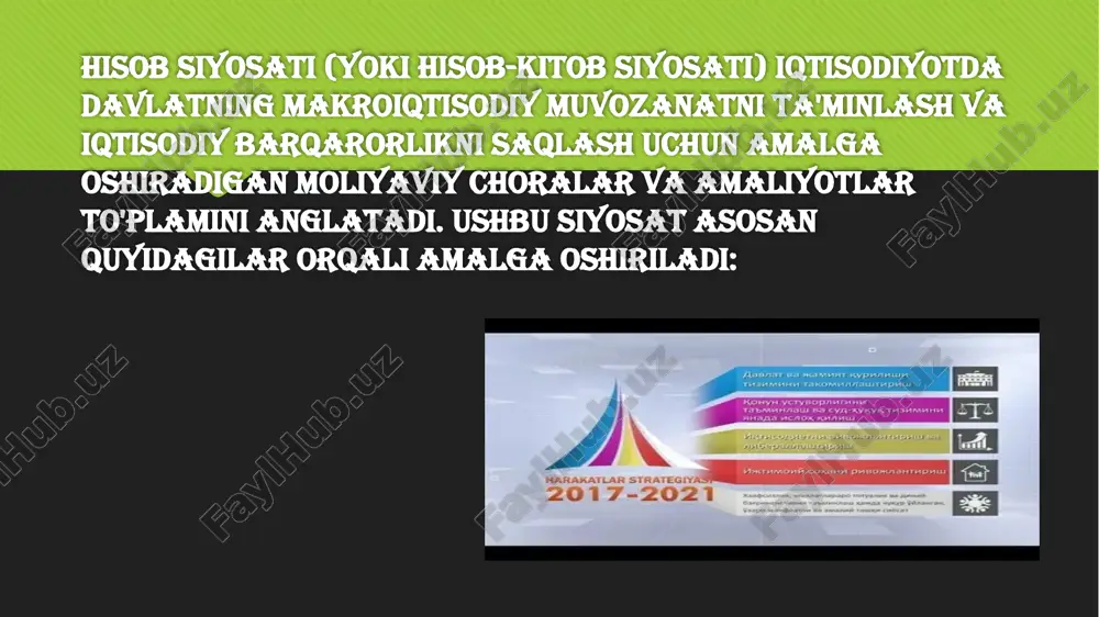 yatidagi o‘zgarishlarni ko‘rish imkoniyatini yaratadi. 5. ehtiyotkorlik tamoyili (prudence principle): moliyaviy hisobotlar tuzishda xavf va noaniqliklar inobatga olinib, konservativ yondashish kerak. ya'ni, foyda yoki daromadlar kutilganidan ortiq ko‘rsatilmasligi, xarajatlar esa yetarli darajada aks ettirilishi zarur. 6. materiallik tamoyili (materiality principle): moliyaviy hisobotlarda har qanday ma’lumot yoki raqam muhim va ta'sirchan bo‘lishi kerak. faqat kompaniyaning moliyaviy natijalariga ta’sir etadigan ma’lumotlar kiritilishi lozim. 7. hisobot davri tamoyili (periodicity principle): moliyaviy ma’lumotlar ma'lum bir vaqt oralig'ida tuzilishi kerak, ya'ni hisobotlar yillik, choraklik yoki oylik bo‘lishi mumkin. bu foydalanuvchilarga vaqt o‘tishi bilan kompaniyaning moliyaviy holatini baholashga imkon beradi. 8. taqqoslash imkoniyati tamoyili (comparability principle): hisobotlar bir davrni boshqasi bilan solishtirish imkonini yaratishi kerak. bu esa kompaniyaning o‘tgan davrlardagi faoliyat natijalari bilan hozirgini taqqoslash imkoniyatini beradi. ushbu tamoyillar moliyaviy hisobotlarning ishonchli va xalqaro standartlarga mos kelishini ta'minlaydi. image2.png image3.png /docprops/thumbnail.jpeg