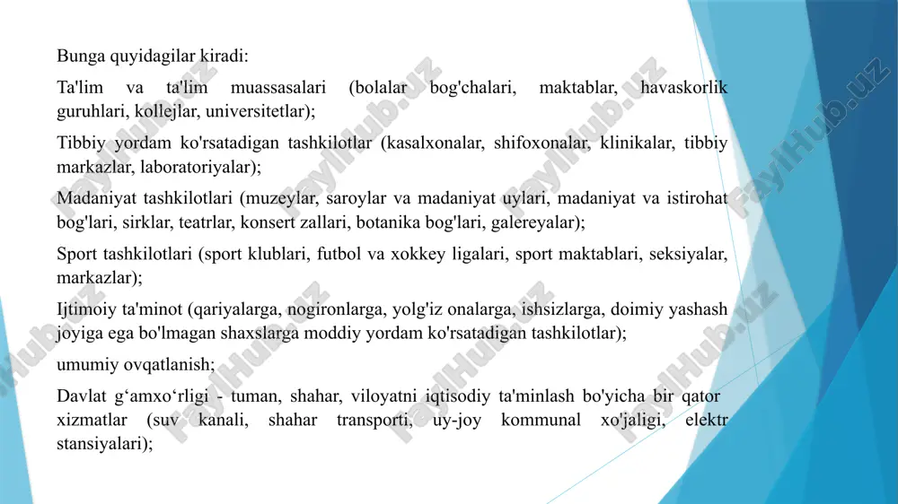 nsiyalar, nafaqa va stipendiyalar miqdorlarini o‘rnatish, turli janglar, mehnat fronti ishtirokchilari uchun imtiyozlar tizimini shakllantirish; 4) ijtimoiy sohalar o‘rtasida davlat budjeti xarajatlarining eng optimal nisbatlarini o‘rnatish; 5) aholi daromadlarini tartiblash, inflyatsiya jarayonida esa nafaqadagilar, davlat ijtimoiy sohadagi ishlovchilar daromadlarini indeksatsiyalash. o‘zbekistonda ijtimoiy siyosat eng ustuvor yo‘nalishdan bo‘lganligi bois juda keng ko‘lamli islohotlar amalga oshirilmoqda. aholi farovonligi, aholi turmush darajasi fuqarolarning umumiy farovonligiga erishish, qashshoqlikni bartaraf etish zamonaviy davlatlarning rivojlanish strategiyasida tobora muhim ahamiyat kasb etmoqda. har bir shaxs, har bir jamiyat, har bir davlat aholi farovonligiga erishish, uni yuksaltirishga intiladi. aholi turmush darajasining oshishi iqtisodiy rivojlanish natijasi, iste’mol talabining o‘sishi omili bo‘lib, tadbirkorlik rivojlanishini rag‘batlantiradi va pirovardida butun jamiyat farovonligi darajasining oshishiga olib keladi. hozirgi vaqtda turmush darajasini moddiy va ma'naviy sohalar nuqtai-nazaridan ko'rib chiqadigan yondashuv tobora rivojlanib bormoqda. shu nuqtai-nazardan, farovonlikni nafaqat insonning turmush darajasini belgilovchi miqdoriy iqtisodiy ko'rsatkichlar to'plamini, balki uning o'z hayotining sifati bilan qoniqishini belgilovchi sifat …