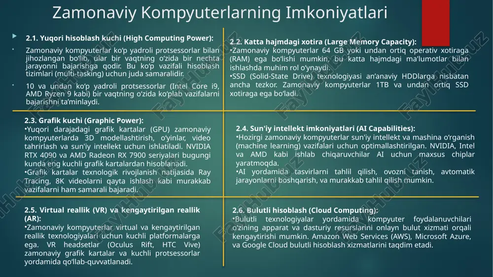 angilanish chastotasi bilan o‘yin monitorlari mavjud. tarmoq imkoniyatlari: 10 gbe ethernet tarmoq interfeysi. wi-fi 6 va wi-fi 6e simsiz tarmoqlari yuqori tezlik va katta quvvatni ta’minlaydi. image6.jpeg image7.png image8.png image9.png image10.png image11.png image12.png image13.png image2.png image3.png image4.png image5.png /docprops/thumbnail.jpeg