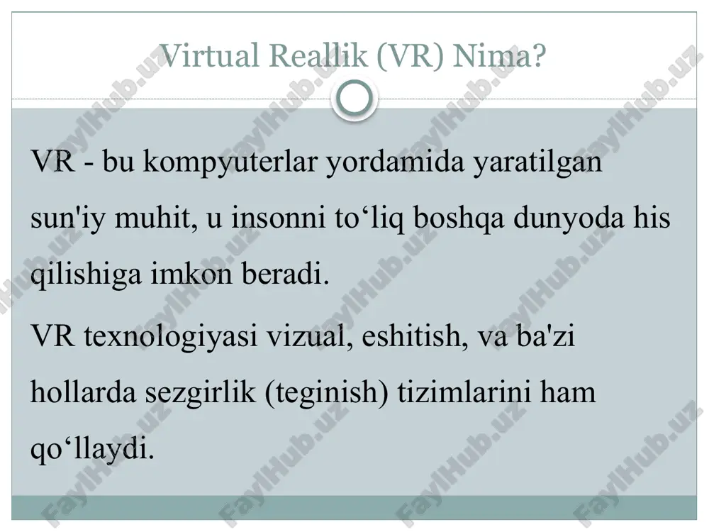 umkin. vr orqali o‘quvchilar interaktiv ravishda murakkab fanlarni o‘rganishadi, bu esa o‘qituvchilarga ta'lim jarayonini rivojlantirishga yordam beradi. vertual kimyoviy labaratoriya qanday foydalanuvchilar foydalanishi mumkin: o'quvchilar har bir tajriba uchun interaktiv tugmalarga bosish orqali tajribalarni boshlashlari mumkin. tajribalar virtual tarzda ko'rsatilgan bo'lib, ular haqiqiy laboratoriyada qanday reaktsiyalarni ko'rishlari mumkinligini tasavvur qilishadi. o'quvchilarning faoliyatlarini kuzatish kod o'quvchilarning har birining faoliyatini alohida saqlaydi va ularni izchil ravishda kuzatib borishga imkon beradi. o'qituvchilar yoki ota-onalar o'quvchilarni qanday faoliyatlar bilan shug'ullanayotganini kuzatib, kerakli o'zgartirishlarni kiritishlari mumkin. masalan, o'qituvchi o'quvchining faqatgina darsni tinglash bilan cheklanib qolmasdan, boshqa faoliyatlarga (kitob o'qish, sport bilan shug'ullanish) ham e'tibor qaratishini bilib olishi mumkin. image3.png image4.png /docprops/thumbnail.jpeg