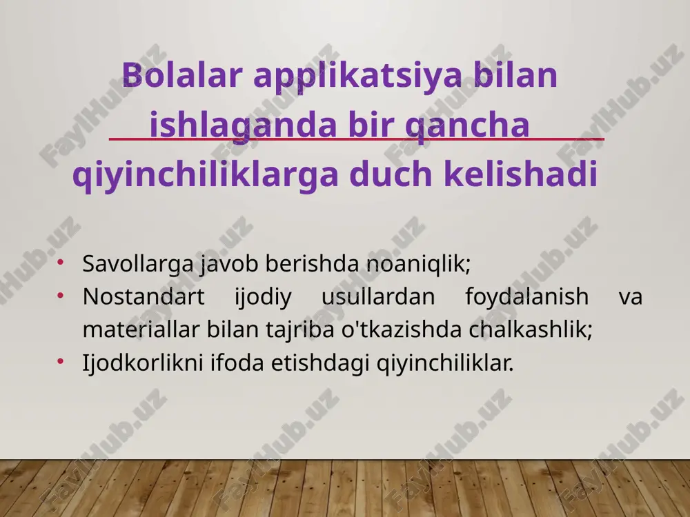 ilamiz. 5-7 yoshli bolalar bu texnikani murakkablashtirishi mumkin: shunchaki qog'oz parchalarini yirtibgina qolmay, balki chizilgan konturni yirtib yoki kesib tashlashlaydilar. nima uchun? qiyqim applikatsiyasi nozik mahoratni va ijodiy fikrlashni rivojlantirish uchun juda foydali. modulli applikatsiya (mozayka). ushbu texnikada ko'plab bir xil shakllarni yopishtirish orqali tasvir hosil qilnadi. modulli applkatsya uchun asos sifatida doiralarni, kvadratlarni, uchburchaklarni yoki oddiygina yirtilgan qog'oz parchalarini kesish mumkin. somondan applikatsiya somon applikatsiyalari g'ayrioddiy jozibali, ular oltin kab porlaydi. buning sababi, somonning porloq yuzasi va uzunasiga joylashgan tolalari bor. bu tolalar yorug'likni iloji boricha faqat ma'lum bir holatda aks ettiradi. nurga nisbatan turli burchaklardagi shakllardan tashkil topgan. ibu applikatsiya noyob o'yinni taqdim etadi: u oltin kabi porlaydi. bu rasmlar, bezakli chiziqlar, kitoblar uchun xatcho'plar, qutilar, ramkalar bo'lishi mumkin. qarama-qarshi applikatsiya qarama-qarshi - qog'ozning qarama-qarshi buklangan turi. ushbu texnikani qo'llash usulini kviling turiga ham bog'lash mumkin. qarama-qarshi buklash yordamida siz ajoyib uch o'lchamli rasmlar, mozaikalar, panellar, dekorativ interyer …