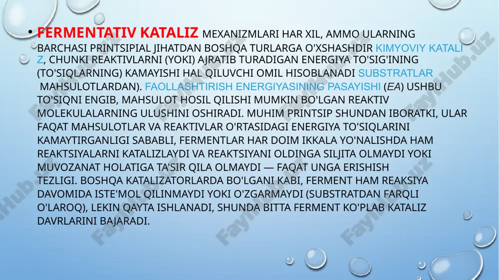 ni kamaytirish uchun differentsial bog'lanishni talab qiladi, substrat bilan bog'liq bo'lmagan kichik substrat fermentlari esa differentsial yoki bir xil bog'lanishdan foydalanishi mumkin ushbu ta'sirlar ko'pchilik oqsillarning faollashuv energiyasini kamaytirish uchun differentsial bog'lanish mexanizmidan foydalanishiga olib keldi, shuning uchun ko'pchilik substratlar o'tish holatida fermentga yuqori yaqinlikka ega. differentsial bog'lanish induktsiyalangan moslashish mexanizmi orqali amalga oshiriladi-substrat avval zaif bog'lanadi, so'ngra ferment konformatsiyani o'zgartiradi, o'tish holatiga yaqinlikni oshiradi va uni barqarorlashtiradi va shu bilan unga erishish uchun faollashuv energiyasini kamaytiradi. shu bilan birga, katalizni ratsionalizatsiya qilish uchun induktsiya qilingan moslik tushunchasidan foydalanish mumkin emasligini aniqlashtirish muhimdir. ya'ni, kimyoviy kataliz kamayish sifatida aniqlanadi ea‡ (tizim allaqachon mavjud bo'lganda es‡ea vode suvda (fermentsiz) katalizatsiyalanmagan reaktsiyada. induktsiya qilingan moslashuv faqat to'siq fermentning yopiq shaklida pastroq ekanligini ko'rsatadi, ammo to'siqning pasayishiga nima sabab bo'lganini bizga aytmaydi. induktsiyalangan moslik konformatsion tekshirish ferment substratni ferment-substrat kompleksini hosil qilish uchun bog'lashda induktsiyalangan moslashish orqali shaklini o'zgartiradi. geksokinaza adenozin trifosfat va …