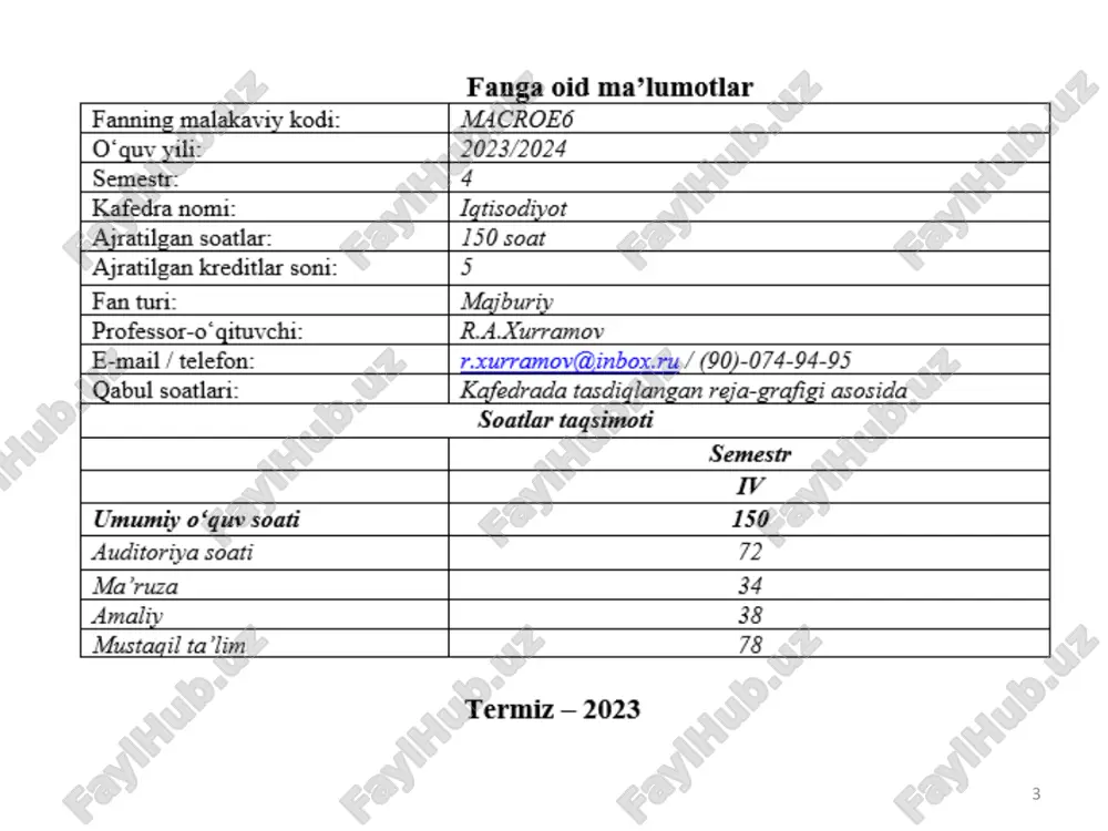 ihatlar maqbul yoki nomaqbul ekanligini belgilaydi, harakatning aniq yo‘nalishlarini taklif etadi. 21 ishsizlik darajasi= ish bilan bandlik me’yorlari ishsizlik darajasining kritik nuqtasi -10%, tabiiy ishsizlik darajasi esa – 5-6%. 22 ishsizlik darajasi, foizda hududlar 2015 2016 2017 2018 2019 2020 2021 o'zbekiston respublikasi 5,2 5,2 5,8 9,3 9,0 10,5 9,6 qoraqalpog'iston respublikasi 5,3 5,4 6,0 9,5 9,1 10,5 10,1 andijon 5,6 5,6 6,0 9,6 9,2 10,9 9,9 buxoro 5,5 5,4 5,5 8,7 8,9 10,6 9,8 jizzax 5,2 5,4 5,0 9,8 9,2 11,0 10,1 qashqadaryo 5,5 5,3 6,1 9,7 9,3 11,1 10,2 navoiy 5,0 5,0 5,2 8,7 8,5 9,4 8,8 namangan 5,2 5,3 5,8 9,6 9,1 10,6 9,7 samarqand 5,7 5,7 6,5 9,7 9,3 11,0 9,9 surxondaryo 5,5 5,6 6,7 9,7 9,3 11,1 10,2 sirdaryo 4,9 4,4 5,1 9,3 9,3 11,0 10,2 toshkent 4,1 4,1 5,2 9,0 8,9 10,5 9,4 farg'ona 5,4 5,5 6,4 9,7 9,3 10,9 10,0 xorazm 5,4 5,5 …