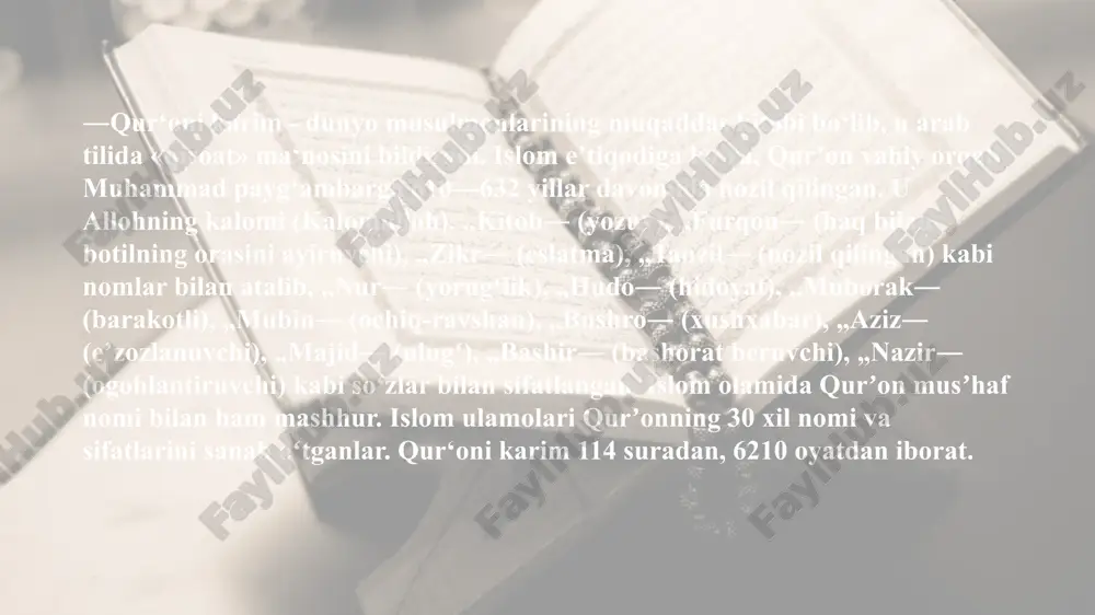 tida shunday deyilgan: «parvardigoringiz, yolg‘iz uning o‘ziga ibodat qilishlaringizni hamda ota-onaga yaxshilik qilishlaringizni amr etdi. agar ularning (ota-onangizning) birovi yoki har ikkisi sening qo‘l ostingda keksalik yoshiga etsalar, ularga qarab «uf» tortma va ularning (so‘zlarini) qaytarma! ularga doimo yaxshi so‘z ayt...!» qur‘oni karimda insonni ulug‘lash lozimligiga oid qoidalar bo‘yicha muhim ko‘rsatmalar mavjud. unda quyidagilar marhamat qilinadi: «bandalarimga aytingki, ular eng go‘zal so‘zlardan so‘zlashsinlar», «biz odam bolalarini aziz–mukarram qildik, ularga halol-pok narsalardan risqu-ro‘z berdik va ularni o‘zimiz yaratgan juda ko‘p jonzotlardan afzal-ustun qilib qo‘ydik», «yer yuzida kibr-havo bilan yurmagin! chunki sen hargiz erni teshib ketolmaysan va bo‘y-bastda tog‘larga yetolmaysan», «ey mo‘minlar, sizlarga rizq qilib berganimiz - pokiza narsalardan yenglar», «odamlarni aldab fitnaga solish o‘ldirishdan yomonroqdir», «alloh zulm qiluvchilarni sevmaydi», «zinoga yaqinlashmanglar! chunki (bu) buzuqlikdir - eng yomon yo‘ldir». «ey mo‘minlar, mollaringizni o‘rtalaringizda nohaq (ya‘ni o‘g‘irlik, qaroqchilik, sudxo‘rlik, poraxo‘rlik, qimor kabi) yo‘llar bilan emangiz! balki o‘zaro rizolik bilan bo‘lgan savdo-sotiq orqali moldunyo …