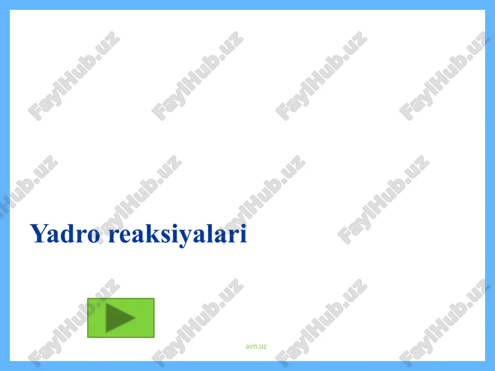 onlarining qiymati aynan bir xil bo‘lgan ikkita elektron bo‘lishi mumkin emas. kvant pog‘onachaliridagi barcha bo‘sh yacheykalar elektronlar bilan avvalo bittadan maksimal darajada to‘lib oladi, so‘ngra ortib qolgan elektronlar tartib bilan yacheykalardagi toq elektronlarga juftlasha boshlaydi. yacheykalar to‘liq elektronlar bilan to‘lganda umumiy qiymat nolga teng bo‘ladi. 1s→2s→2p→3s→3p→4s→3d→4p→5s→4d→ 5p→6s→4f→5d→6p→7s→5f→6d→ pauli qoidasi gund qoidasi klech-kovskiy qoidasi masalalar va ularning yechimlari masala: elektron formulasi 3d104s1 bilan tugallangan elementning 0,5 mol miqdori suyultirilgan nitrat kislota bilan ta’sirlashganda qancha hajm (n.sh.) gaz ajralib chiqadi? yechish: elementning to‘liq elektron konfiguratsiyasi 1s22s22p63s23p63d104s1, bu elementda 29 ta elektron bor, demak, cu elementi olingan. tegishli reaksiya tenglamasi: 3cu+8hno3=3cu(no3)2+2no+4h2o bo‘yicha proporsiya tuzsak 3:0,5=2·22,4:x; x=7,47 l no. aim.uz masala: germaniy atomi valent elektronlarining kvant sonlarini (n, l, ml, ms) aniqlang. yechish: 32-raqamli element germaniyning elektron konfiguratsiyasi 1s22s22p63s23p63d104s24p2 bo‘lib, uning oxirgi 4s24p2 elektronlari valent elektronlardir. bu elektronlarning: bosh kvant sonlari 4, 4, 4, 4 ; orbital kvant sonlari 0, 0, 1, 1; magnit …