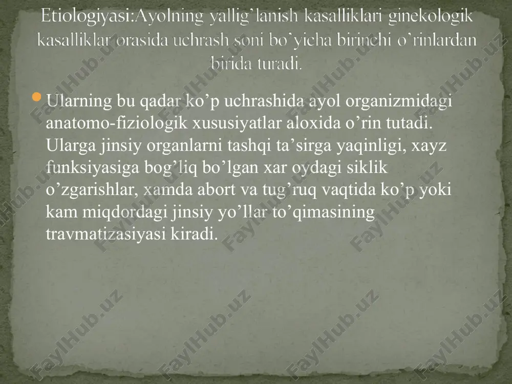 150mg 1 marta beriladi. qin tsiteal eritmasi bilan tozalab yuviladi. mahalliy davolash uchun menstan-krem 1% yoki tabletkasi, me-trogil-v-gel, fungikeyr, klotrimazol, klion d, diflyukan kabi prepa-ratlar qo'llaniladi. parhezdan uglevodlarga boy mahsulotlar (non, qand, kartoshka) olib tashlanib, oqsil moddalar (go'sht, sut, tuxum) ko'paytiri-ladi davolash natijasini qindan olingan ajratma surtmasida va bakte-riologik usul bilan aniqlanadi. agar zamburug' hujayralari topilmasa, davolash natija bergan bo'ladi. qorin pastida og’riq qindan shilliq – yiringli, yiringli ajralmalar kelishi. tashqi jinsiy azolarning qichishishi, siyganda achishish paydo bo’lishi ko’zgular yordamida tekshirganda qin devorining shilliq qavati qizargan , shishgan, burmalari orasida yiring yig’ilib turganligini ko’rish mumkin. qarilikda uchraydigan kolpitda qin shilliq qavatlari atrofiyalanishi natijasida tez jarohatlanadi va infeksiya tushib yallig’lanadi. zamburug’li kolpitda qichishish, achishish, oq ajralma kelishi kuzatiladi. ko’zdan kechirganda oq nuqtasimon toshmalar kuzatiladi. keyinchalik pilakcha hosil bo’ladi bir biriga qo’shilib karash hosil qiladi. mahalliy davo – tashqi jinsiy a’zolarni va qinni antiseptik vositalar bilan chayish. zambrug’li kolpitlarda flunol, diflyukan, yoki …
