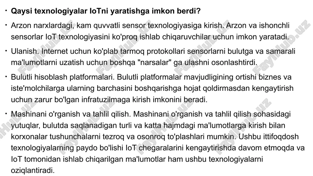 larni qo'llab-quvvatlaydi. agar siz alexa bilan o'rnatilgan aqlli uy qurmoqchi bo'lsangiz, works with alexa yorlig'ini ko'rsatadigan aqlli qurilmalarni xarid qilishingiz kerak. 2. apple homekit homekit, shuningdek, apple home nomi bilan ham tanilgan, apple inc. tomonidan ishlab chiqilgan dasturiy taʼminot tizimi boʻlib, ios va ipados tizimlarida mavjud boʻlib, u foydalanuvchilarga apple qurilmalari yordamida aqlli uy jihozlarini sozlash, ular bilan muloqot qilish va boshqarish imkonini beradi. u foydalanuvchilarga bunday qurilmalarni avtomatik ravishda topish va ularni sozlash imkonini beradi.homekit-da xonalar, elementlar va harakatlarni loyihalash orqali foydalanuvchilar siri-ga oddiy ovozli buyruq yoki home ilovasi orqali uyda avtomatik harakatlarni yoqishlari mumkin. homekit yordamida ishlab chiquvchilar aksessuarlarni yuqori darajada boshqarish uchun murakkab ilovalar yaratishlari mumkin. homekit oddiygina aloqa protokoli bo'lib, u uy ichidagi bir nechta turdagi aksessuarlarni birlashtiradi va boshqaradi. 3. aqilli yoritgichlar smart lighting aqlli yoritish nima? smart yoritish uyingizni yoritishning ilg'or usulidir. smart led lampalar ilovaga, aqlli uy yordamchisiga yoki boshqa aqlli aksessuarlarga ulanadigan …