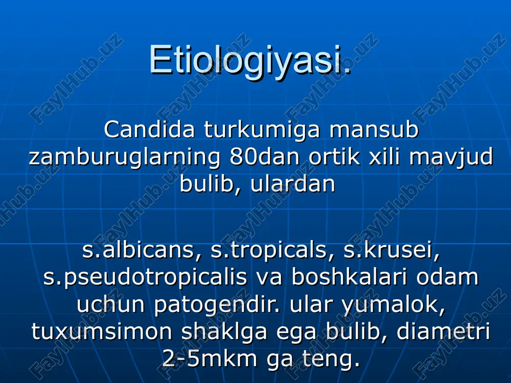 is: purpura kandidozli infeksiyaning viseral shakli asosan gipotrofiya, ogir somatik eki yukumli kasalliklar, immunitakchillik fonida va antibiotiklar bilan uzok davolanganda yuzaga keladi. amalietda xavo yullari kandidozi (laringit, bronxit, zotiljam), xazm a'zolari kandidozi (ezofagit, gastrit, enterit, enterokolit), siydik ajratish a'zolari kandidozi (pielit, pielonefrit) sifatidachegaralanib uchrashi mumkin. ba'zan ular birga keladi eki sepsisga aylanadi.
