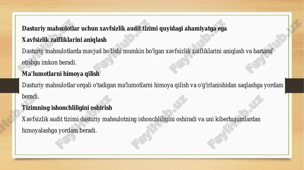 dasturiy mahsulotlar uchun xavfsizlik audit tizimi - Page 3