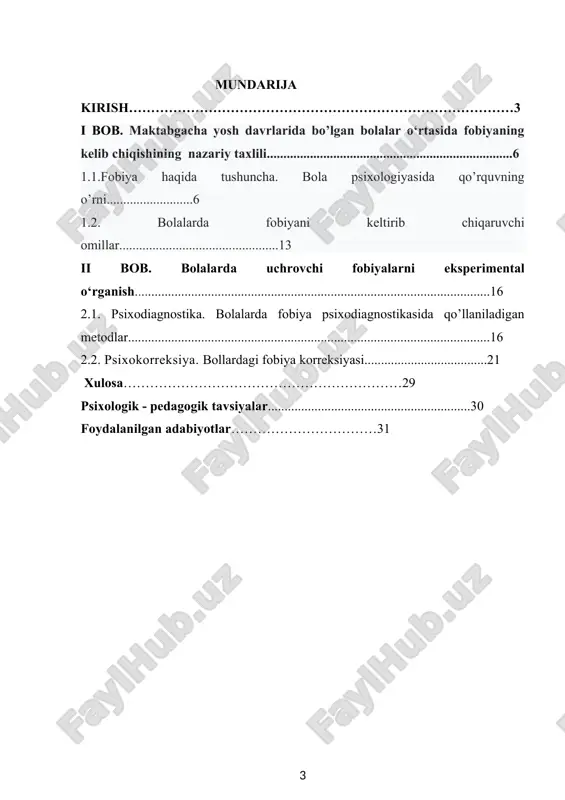 aydi. ayniqsa bu hol rivojlangan davlatlarning katta megapolislarida yaqqol ko’zga tashlanadi. statistikaga qaraganda, dunyo bo’yicha 12% insonlar turli xil fobialarga ega bo’lsa, shularning eng ko’p qismi ya’ni 8% i g’arb mamlakatlariga, qolgan 4% i sharqiy mamlakatlariga to’g’ri keladi. zamonaviy dunyoda maktabgacha yoshdagi bolalarda qo'rquvning xususiyatlari va uning o'ziga xos psixologik belgilari, namoyishlar, sabablar va omillarni o‘rganish katta ahamiyatga ega. ko'p sonli ilmiy-tadqiqot ishlarida fobiya (qo'rquv) psixofiziologik jihatdan ko'plab buzilishlarning ya’ni nevrozlar, depressiyalarning ajralmas qismi sifatida qaraladi. ayni hozirgi davrda statistika bolalar orasida emotsional kechinma, havotir va qo’rquv darajasi oshganini ko’rsatadi. qo'rquv va boshqa salbiy narsalar affektiv tendentsiyalar (tashvish, tajovuz) ko'pincha bolalarning deviant (salbiy) xulq-atvori kelib chiqishiga sabab bo‘ladi, shuning uchun ham rivojlanishning bu jihati bolaning shaxsiyati va individualligini shakllantirish jarayonida muhim ahamiyatga ega. bolalikdagi uchraydigan fobiyalarga e’tiborsiz bo‘lmaslik kerak, sababi fobiyalar keyinchalik ontogenezning rivojlanish buzilishining omiliga aylanishi mumkin. maktabgacha yosh davridagi bolalar asosan kattalar qarmog’ida bo’lgani sabab bu davrdagi bolaning …