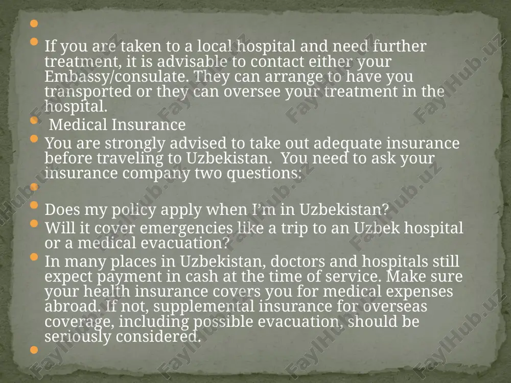 user fees), while financing of primary care is increasingly based on capitation. there are also efforts to improve allocative efficiency, with a slowly increasing share of resources devoted to the reformed primary health care system. health care provision has largely remained in public ownership but nearly half of total health care expenditure comes from private sources, mostly in the form of out-of-pocket expenditure. there is a basic benefits package, which includes primary care, emergency care and care for certain disease and population categories. yet secondary care and outpatient pharmaceuticals are not included in the benefits package for most of the population, and the reliance on private health expenditure results in inequities and catastrophic expenditure for households. while the share of public expenditure is slowly increasing, financial protection thus remains an area of concern. quality of care is another area that is receiving increasing attention. uzbekistan is a central asian country …