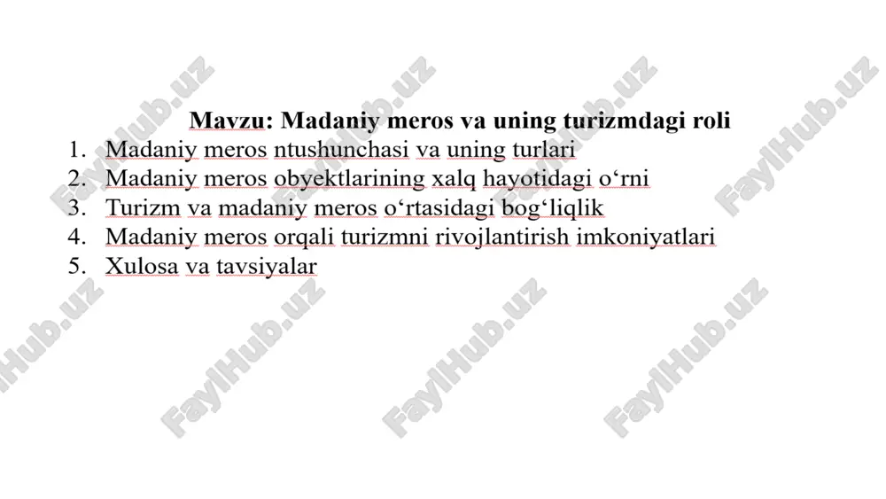 ng usullari va vositalari, shuningdek, ma'lum bir madaniy iqlimda ishlashning rasmiy qoidalarini belgilab beriladi. bularga ijtimoiy qadriyatlar va an’analar urf-odatlar, estetik va ma’naviy e'tiqodlar, badiiy ifoda va til va inson faoliyatining boshqa jihatlari kiradi. moddiy predmetlar ahamiyatini ijtimoiy-iqtisodiy, siyosiy, etnik, diniy va falsafiy qadriyatlari fonida sodir bo'lgan harakat sifatida talqin qilish mumkin. tabiiyki, nomoddiy madaniy merosni saqlash moddiy ob'ektlarga qaraganda ancha qiyin. madaniy meros obyektlarining xalq hayotidagi o‘rni o'zlikni anglash madaniy meros xalqning o'zligini, tarixini va kelib chiqishini tushunishiga yordam beradi. bu milliy g'urur va birlikni mustahkamlaydi. ta'lim va tarbiya u o'tmishdagi darslarni o'rganish, qadriyatlarni singdirish va kelajak avlodlarni tarbiyalash uchun boy manba bo'lib xizmat qiladi. ijtimoiy birlik madaniy meros umumiy qadriyatlar va an'analar orqali jamoalarni birlashtiradi, o'zaro tushunish va hamkorlikni rivojlantiradi. iqtisodiy faoliyat hunarmandchilik, san'at va madaniy tadbirlar orqali aholining iqtisodiy faoliyatini qo'llab-quvvatlaydi, ish o'rinlari yaratadi. har bir madaniy meros obyekti o'zida yashirin hikoyalarni saqlaydi va bu hikoyalar odamlarni …