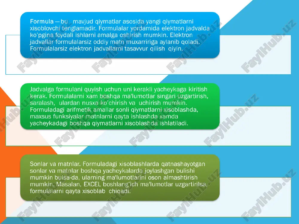 excel dasturida formula bilan ishlash excel dasturida iqtisodiy masalalarni yechish - Page 3
