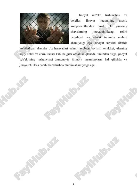 oiy hayotda sodir etilgan real qilmishni kvalifikatsiya qilishda jinoyat kodeksining maxsus qismi moddasida nazarda tutilgan jinoyat tarkibiga tayanadi. jinoyat tarkibi deb – ijtimoiy xavfli qilmishni jinoyat deb baholash uchun zarur bo‘lgan obyektiv va subyektiv belgilarning minimal yig‘indisiga aytiladi. bu belgilar jinoyat qonuni maxsus qism normalarida mustahkamlanganligi bois, u yoki bu ijtimoiy xavfli qilmishning jinoyat deb baholanmog‘i uchun zaruriy belgi bo‘lib hisoblanadi. jinoyat tarkibi elementlarini – jinoyat tarkibining obyektiv va subyektiv tomonlarining zaruriy va fakultativ belgilari tashkil etadi. jinoyat tarkibi elementlari: - jinoyat obyekti; - jinoyatning obyektiv tomoni; - jinoyat subyekti; - jinoyatning subyektiv tomoni. xususan, v.n.kudryavsev “qilmishda jinoyat tarkibi belgilari yig‘indisining mavjudligi bu jinoiy javobgarlikka tortish uchun eng kam va yetarli asoslar borligini anglatadi. eng kam degani shu ma’nodaki, agar qilmishda jinoyat tarkibining zaruriy belgilaridan kamida bittasining yo‘qligi shaxsni jinoiy javobgarlikka tortish mumkin emasligini anglatadi. yetarli deganda, shaxsni jinoiy javobgarlikka tortish uchun qo‘shimcha ma’lumotlarni (obyektiv va subyektiv belgilardan tashqari) yig‘ishning …