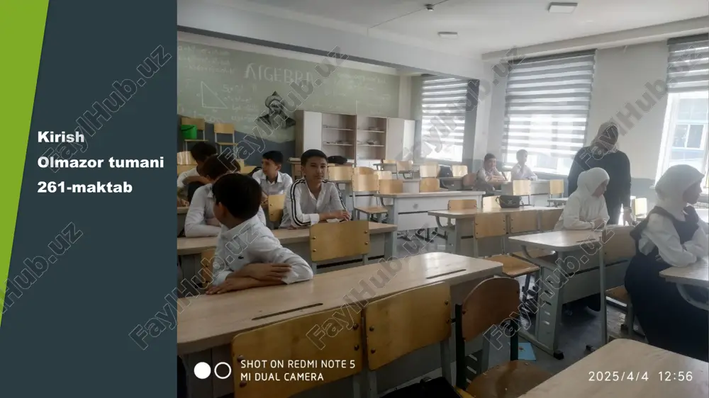 arda "xavotirlanish darajasini aniqlash" metodikasini o‘tkazdim. ushbu metodika yordamida o‘quvchilarning hissiy holatlarini, xavotir darajalarini aniqlashga qaratilgan testlar va savollar o‘tkazildi. o‘quvchilar o‘zlarining xavotirlaridan qanday ta'sirlanayotganini va bu holatni qanday boshqarishga harakat qilayotganlarini tahlil qilishdi. amaliyotning yettinchi kuni 11.03.2025 o‘quvchilarda “tashkilotchilik va kommunikativlik qobiliyatini aniqlash” psixologik-pedagogik diagnostik testini o‘tkazdim. ushbu test orqali o‘quvchilarning liderlik, tashkilotchilik va jamoa bilan ishlash qobiliyatlarini baholadim. testlar o‘quvchilarning ijtimoiy va kommunikativ ko‘nikmalarini aniqlashga yordam berdi.test davomida o‘quvchilarga guruhda ishlash, jamoa bilan hamkorlik qilish, muammolarni hal qilish va boshqalarni boshqarish kabi vazifalar berildi. natijalar asosida o‘quvchilarning qobiliyatlarini tahlil qilib, ularga kerakli rivojlanish yo‘nalishlari va tavsiyalar taqdim etildi. bu jarayon o‘quvchilarning ijtimoiy ko‘nikmalarini oshirishga va ularning kommunikativ qobiliyatlarini yaxshilashga yordam berdi. amaliyotning sakkizinchi kuni 12.03.2025 yashash hududimizdagi kasblar mavzusida trening mashg‘ulotini o‘tkazdim. ushbu mashg‘ulotda o‘quvchilarga hududimizda mavjud bo‘lgan turli kasblar, ularning talablari va ish faoliyati haqida ma'lumotlar berdim. o‘quvchilarga kasblar tanlashda e'tibor berilishi kerak bo‘lgan jihatlar, shuningdek, ularning …