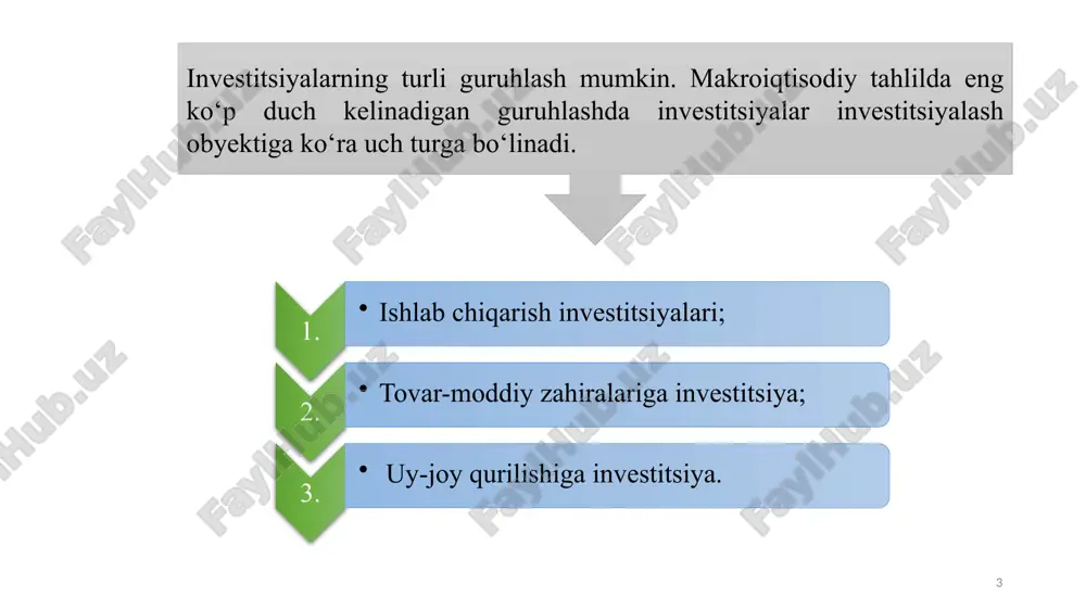 huvi va unga bo‘lgan talabning qisqarayotganligini bildiradi. demak, investitsiya xarajatlari ham qisqarib boradi. o‘z navbatida investitsiya xarajatlarining qisqarishi, kelajakda milliy ishlab chiqarish hajmining pasayishini bildiradi. 10 kutilayotgan sof foyda normasi agarda kutilayotgan foyda me’yori foiz stavkasidan yuqori bo‘lsa, investitsiyalash foydali va aksincha, foiz stavkasi kutilayotgan foyda miqdoridan yuqori bo‘lsa, investitsiyalash foydali bo‘lmay qoladi. misol uchun, zavodga 100 000 so‘mlik yangi stanok sotib olindi. uni ishlatish muddati bir yilga teng deylik. yangi stanokni qo‘llashdan zavod 110 000 so‘mlik kutilayotgan sof daromadni oladi desak, zavod stanok xarajatini (100 000 so‘m) qoplagan va 10 000 so‘m daromad olgan bo‘ladi. sof foyda normasi quyidagicha aniqlanadi: ksfn = 10 000 / 100 000 x 100% = 10%. agar real foiz stavkasi bilan investitsiya xarajatlari miqdori o‘rtasida teskari bog‘liqlik bo‘lsa, kutilayotgan sof foyda normasi (ksfn) dinamikasi bilan investitsiya xarajatlari o‘rtasida to‘g‘ri bog‘liqlik bor. 11 makroiqtisodiy tahlilda investitsiyalar dinamikasini belgilovchi omil sifatida real foiz stavkasi qaraladi. real …