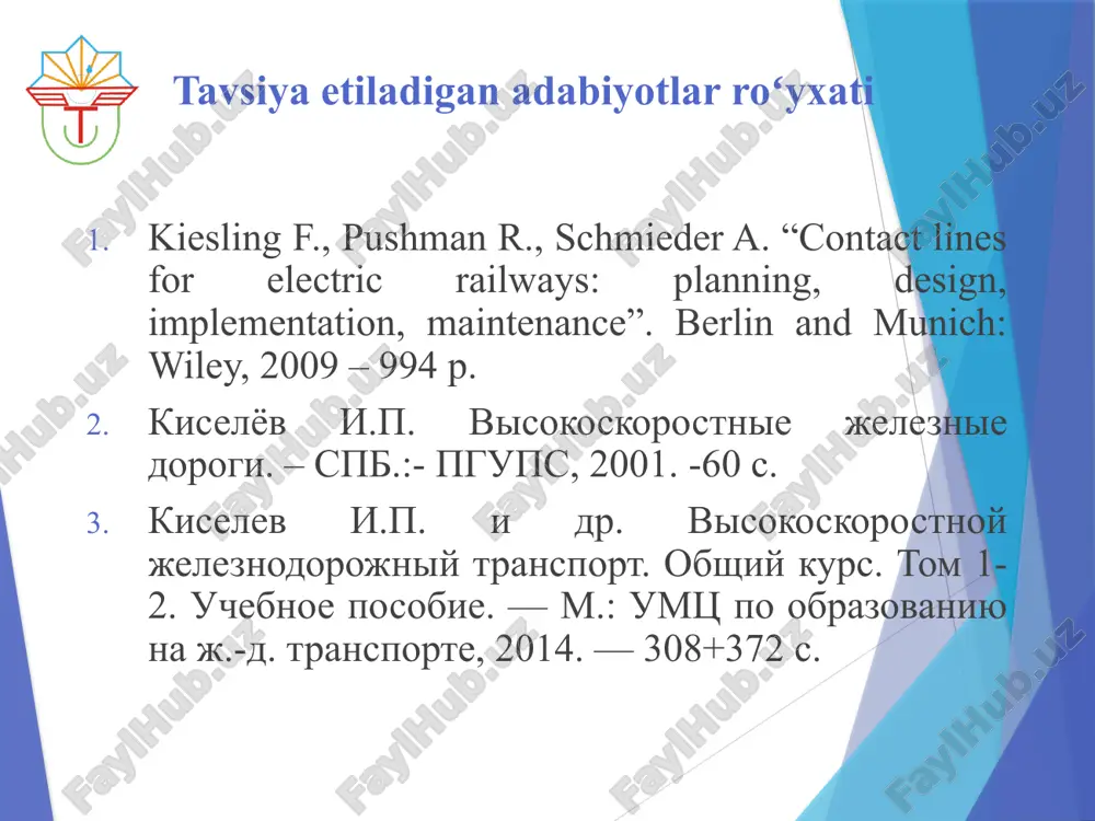 kichikligi va tokning nisbatan kattaligi tarmoqdagi elektr energiyasi isrofini 12-15% ga yetishiga olib keladi. bundan tashqari, elektrovoz o‘zgarmas tok tortuvchi motorlari ishga tushirish reostatlaridagi elektr energiyasi isrofi ham taxminan 12 % ga yetadi; 4) o‘zgarmas tok tortuvchi motorlari tezligini rostlash sxemalari (motorlarni qayta guruhlash, zanjirga reostatlarni ulash, qo‘zg‘atish chulg‘amlari sxemalarini o‘zgartirish) nisbatan murakkab; 5) tortish tarmog‘i 110 (220) kv li tashqi elektr ta’minoti tizimiga ulanishida 110(220)/10 kv li oraliq pasaytiruvchi transformatordan foydalanish zaruriyati tug‘iladi; elektrovozlar quvvati ortishi bilan ular tomonidan iste’mol qilinadigan tok o‘sib, bundan kelib chiqib, kontakt tarmog‘idagi kuchlanish tushishi va elektr energiyasi yo‘qotishlari ham ortib boradi. energiyaning samarasiz yo‘qotilishini kamaytirish uchun simlar kesimini kattalashtirish talab etilib, ammo bu kamyob rangli metall sarfini oshirib yuboradi. ana shunda elektr tortuvi maqsadlarida o‘zgaruvchan tokni qo‘llash imkoniyatlari organila boshladi. ma’lumki, o‘zgaruvchan tok ajoyib xususiyatga ega: uni o‘zgartirish (transformasiya qilish), ya’ni uning kuchlanishini juda keng ko‘lamda oshirish yo pasaytirish mumkin. kontakt simiga yuqori …
