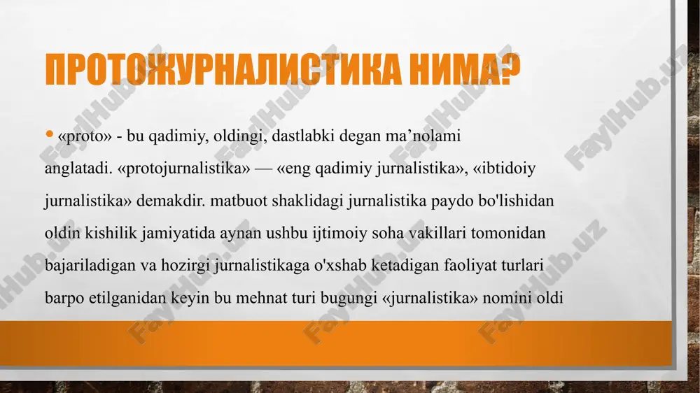 yozuvlardan sharqda ommaviy kommunikatsiyalar jarayonida qanday foydalanilganligi haqida qisqacha ma’lumot beradi. rasmli yozuvlar neolit davrida paydo bo'lgan.. piktus – yozuvli, grafo – yozaman. mesopatamiyada shumerlar, ularni “tarixni boshlab bergan xalq” deb ham atashadi, haqidagi ma'lumotlar ular qoldirgan sopoldagi yozuvlar orqali tarixga ma'lum bo'ldi. shumer poytaxti ur shahri va diniy markazi nippurdan bir necha minglab jadvallar topiladi. eng qadimgi marsiya ham shumerlar qalamiga mansub, bu gilgamesh haqidagi dostondir. shumerlar tomonidan ixtiro etilgan mixxatlar yaqin sharq va kichik osiyo mamlakatlarida keng tarqalgan. dastlabki xaritalarni, dastlabki yulduzlar xaritasini ham shumerlar yaratgan. zinapoyali ibodatxonalar – obseratoriyalar – zikkuratlar qurishgan. ierogliflar turli mamlakatlarda har xil yo'llar bilan paydo bo'igan. xitoy va hindistonda ular oilaviy, qabilaviy, siyosiy, diniy va maishiy timsollar qiyofasida ixtiro qilingan bo'lsa, mesopotamiya va misrda ko'proq xudolar, turli harakatlardagi insonlar va buyumlaming rasmlari shaklida yuzaga kelgan. ierogliflar uzoq asrlar davomida asta-sekin soddalashib, oldin mixxatga, undan keyin esa alifboga aylandi. masalan, miloddan awalgi 2900-yilda …