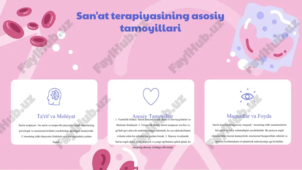 vojlanishdagi roli qum terapiyasining ta'rifi qum terapiyasi, yoki qum bilan ishlash, psixologik va hissiy muammolarni hal etish uchun qumni qo'llash usulidir. bu terapiya orqali insonlar o'z his-tuyg'ularini ochib berish va ifoda etish imkoniyatiga ega bo'ladi. hissiy rivojlanishning asosiy jihatlari hissiy rivojlanish, insonning o'z his-tuyg'ularini tushunishi, boshqarishi va boshqalar bilan to'g'ri muloqot qilish qobiliyatini rivojlantirishga qaratilgan. bu jarayon bolalikdan boshlab boshlanib, hayot davomida davom etadi. qum bilan ishlashning foydalari qum bilan ishlash, stressni kamaytirish, yaratuvchanlikni oshirish va hissiy ifodani rivojlantirishda yordam beradi. bu usul, shuningdek, ichki tinchlikni topishga va o'z his-tuyg'ularini yaxshiroq anglashga imkon beradi. qum terapiyasining usullari 1. qum terapiyasida qo'llaniladigan usullar qum terapiyasi, ko'plab usullarni o'z ichiga oladi, jumladan, quruq qumda yotish, massaj va meditatsiya. ushbu usullar, odamlarni tinchlantirish va ruhiy holatini yaxshilashga yordam beradi. 2. qum terapiyasining sessiyalari qum terapiyasi sessiyalari odatda bir soatdan ikki soatgacha davom etadi. har bir sessiya davomida terapevt, bemorga quruq qumda turli mashqlarni …