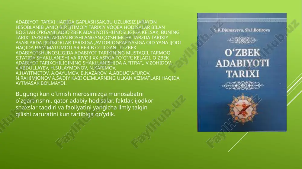 . adabiyotshunosligimizning keying taraqqiyoti davomida i.sulton, n.shukurov, l.qayumov, b.sarimsoqov, b.nazarov kabi qator nazariyotchi olimlarning tadqiqotlari adabiy-nazariy tafakkur rivojiga sezilarli hissa bo`libqo`shildi. adabiyotshunoslikning yuqorida sanalgan asosiy sohalari bilan bir qatorda, ularning faoliyati uchun zarur bo`lgan muayyan amaliy vazifalarni bajarish bilan shug‟ullanuvchi matnshunoslik, manbashunoslik, kitobiyot(bibliografiya) kabi qator yordamchi sohalar ham mavjud manbashunoslik. adabiyotshunoslikning yordamchi sohalaridan biri sifatida manbashunoslik adabiyot tarixi, adabiyot nazariyasiga oid manbalarni izlab topish, tasniflash, ro`yxatga olish kabi amaliy vazifalarni bajarish, shuningdek, manbalarni qidirish va o`rganish yo`llarini ishlab chiqish bilan shug‟ullanadi. «manba» deyilganda adabiyotshunoslikka oid tadqiqotlarda qo`l kelishi mumkin bo`lgan barcha manbalar tushuniladi: asar qo`lyozmalari, ijodkorlarning xatlari, kundalik daftarlari, adabiy jarayonga yoki muayyan ijodkor hayoti va ijodiga taalluqli hujjatlar va boshqalar. keyingi yillarda o`zbek adabiyotshunosligining manbashunoslik bobidagi izlanishlari, ayniqsa, xx asr boshlari adabiyotini o`rganish bilan bog‟liq holda faollashdi. qatag‟on qilingan adib va shoirlarning ijodiy merosini tiklash, ularning hayoti va faoliyatiga doir hujjatlarni izlab topish borasida n.karimov, b.qosimov, h.boltaboyev, b.do`stqorayev, r.tojiboyev, …