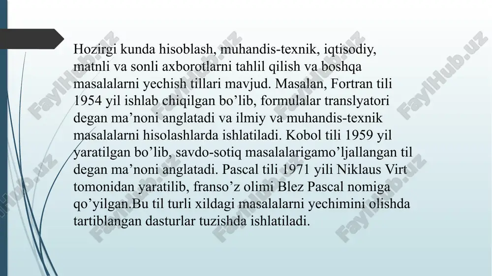 yuqori darajali dasturlash tillari - Page 3