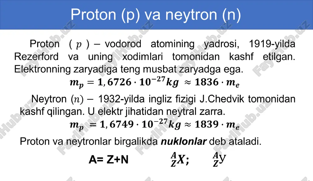 atomyadrosining tarkibi, bog‘lanish energiyasi, massa defekti - Page 3
