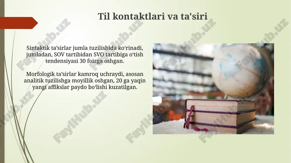 alarning o'zaro farqlovchi xususiyatlarini aniqlashga harakat qilishdi. sotsiolingvistika sotsiolingvistika tilda 2-til hodisalari, masalan, diglossiya yoki lingva franka paydo bo‘lishiga ijtimoiy omillarning qanday ta’sir etishini 1960-yillardan beri o‘rganadi. sotsiolingvistika 100 dan ortiq til kontakt hodisalarini, shu jumladan kod almashinuvi va aralashuvi, shuningdek, tilning yo‘qolishi va jonlanishini 1880-yildan beri o'rganib kelmoqda. psixolingvistika psixolingvistika leksik semantikaga e'tibor qaratadi, xususan, so'zlarni tushunish tezligi 200-300 millisekundda ro'y beradi, bu esa insonning aqliga ta'sir qiladi. psixolingvistika jumla tuzilishini tahlil qilishda sintaktik ambiguityni o'rganadi, masalan, 'men uni ko'rdim' jumlasining ma'nosi kontekstga bog'liq bo'lishi mumkin. sinxronik tilshunoslik sinxronik tadqiqotlar tilshunoslarga tilning ichki tizimini tushunishga yordam beradi, shu orqali 1950-yillardagi strukturalizmga muhim nazariy asos yaratib berdi. sinxronik tilshunoslik tilning muayyan vaqt kesimidagi, odatda, hozirgi holatini o'rganadi, masalan, 2023-yildagi o'zbek tilini tadqiq qilish shunga misol bo'la oladi. ichki rekonstruksiya ichki rekonstruksiya fonemalar almashinuvini 1-bosqichda aniqlashda qoʻllaniladi, bunda morfologik jihatdan bogʻliq soʻzlardagi fonetik oʻzgarishlar 2 xil koʻrinishda namoyon boʻladi. ichki rekonstruksiya …