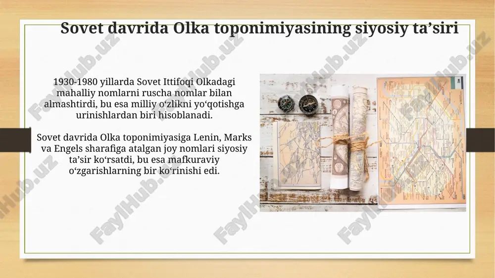 arxeologik dalillar bilan uygʻunligi topografik ma'lumotlar, masalan, 1:50,000 masshtabdagi xaritalar, arxeologik topilmalar joylashuvini aniqlash va hududning o'tmishdagi landshaftini rekonstruksiya qilishda muhim ahamiyatga ega. toponimik tadqiqotlar, jumladan, qadimgi joy nomlarining etimologiyasi, arxeologik qazishmalar orqali aniqlangan o'tmishdagi aholi punktlarining madaniy xususiyatlari va etnik mansubligini ochib beradi. kirish kirish - o'rta osiyoning qadimgi tarixida muhim shahar bo'lgan, topografik va toponimik manbalarda uning nomi 'kesishuv' ma'nosini bildiruvchi so'zdan kelib chiqqan. kirish toponimi miloddan avvalgi iv asrda paydo bo'lgan deb taxmin qilinadi va aleksandr makedonskiyning yurishlari davrida harbiy-strategik ahamiyatga ega bo'lgan 37 ta istehkomdan biri bo'lgan. olka toponimiyasining etimologik tahlili toponimik tadqiqotlar shuni koʻrsatadiki, olka atrofidagi 30 dan ortiq qishloq nomlari oʻzbek tilining dialektal xususiyatlarini saqlab qolgan, bu esa qadimiy tarixiy aloqalarni namoyon etadi. olka toponimiyasining etimologik tahlili, 15-17-asrlarda shakllangan boʻlib, eski turkiy soʻzlarning fonetik oʻzgarishlarini aks ettiradi. joy nomlarida “-tepa”, “-qoʻrgʻon” kabi qoʻshimchalar uchraydi. topografik va toponimik maʼlumotlarning oʻzaro aloqadorligi toponimik manbalar, xususan, "olka"ning …