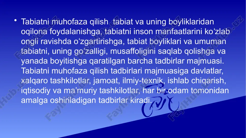 larga ko‘ra, metallurgiya sanoati har yili o‘rta hisobda 35-40 tonna simob, 850-900 tonna kobalt, 1500-2000 tonna rux va 180-250 ming tonnagacha misni atrof muhitga chiqaradi. koks ishlab chiqarish sanoati atrof-muhitni ifloslantiruvchi asosiy tarmoqlardan biri hisoblanib, koks shixtali o‘choq (pech) otashxonasiga ortilayotganda va oluvchilarga tarqalayotganda bir tonna mahsulot hisobiga o‘rtacha,ssianidlar-0,0005, ammiak-0,072, vodorod sulfid-0,58, chang-0,84, uglevodorodlar-0,20 kg miqdorda ajralib chiqadi. atrof-muhitni ifloslantiruvchi yana bir tarmoq issiqlik elektr stansiyalari bo‘lib, elektr quvvati ishlab chiqaradigan qozonlarda koks, gaz, mazut va toko‘mir yonadi. toshko‘mir tarkibidagi oltingugurt miqdori 1-8% bo‘lib, yonganda undagi oltingugurtning 10-12% to‘lasicha yonmaydi, yongan 88-90% turli xil moddalar kimyoviy jarayonlarda havo bilan aralashib, so2, so3 gazi holatida atmosfera havosiga ko‘tariladi va havoda sovib havo tarkibidagi (n2o) suv bilan o‘zaro ta’sirlashib sulfid va sulfat kislotalarga aylanadi va kislotali yomg‘irlar shaklida erga tushib atrof-muhitni shu zayilda ifloslaydi. e’tiboringiz uchun rahmat image1.jpeg image2.jpeg image3.jpeg /docprops/thumbnail.jpeg