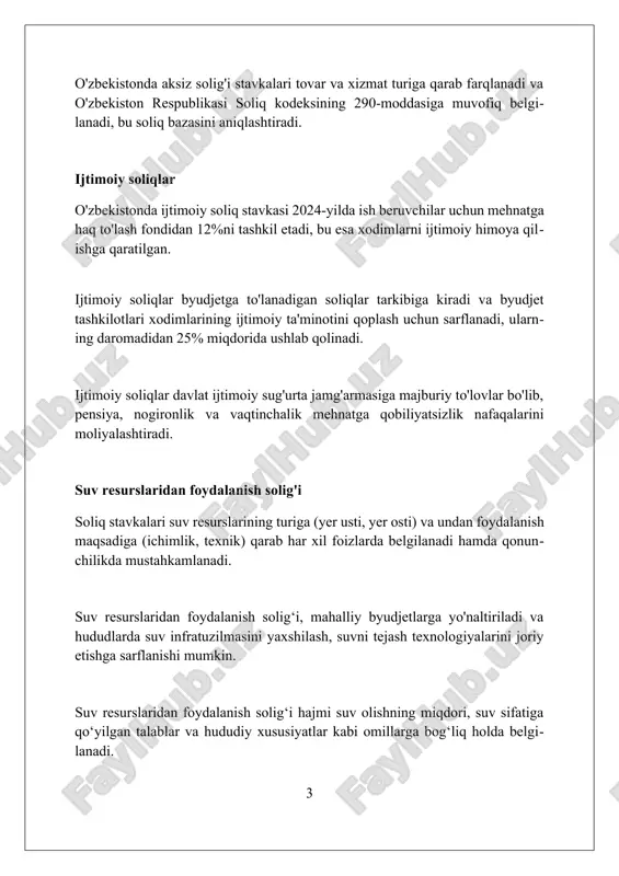 ydalanish solig'i bo'yicha soliq bazasi qazib olingan resurslarning miqdori yoki qiymati bo'lib, bu 2024-yil uchun qonun hujjatlarida aniq belgilab qo'yilgan. xulosa xulosa, soliq tizimining adolatini baholash uchun 10 foiz soliqdan tushgan daromadning jamiyatga qayta taqsimlanishi va uning ijtimoiy ta'sirini o'rganish zarur. xulosa, soliq siyosatining 3 ta asosiy yo'nalishi - iqtisodiy o'sish, ijtimoiy tenglik va ekologik barqarorlikka mos kelishini ta'minlashga qaratilishi kerak. soliqlar bo'yicha xulosalar, soliq stavkalari va soliq imtiyozlarining samaradorligini oshirish uchun 7 yillik tahlil asosida faktlarni jamlashni talab qiladi. soliqqa tortish tizimlari yassi soliq tizimi har bir kishi uchun, daromadidan qat'i nazar, bir xil soliq stavkasini qo'llaydi, bu esa soliq deklaratsiyasi soddaligini ta'minlaydi, lekin tenglik masalalari yuzaga kelishi mumkin. regressiv soliq tizimi kam daromadlilarga nisbatan yuqori foiz soliq yukini yuklaydi, bu iste'mol soliqlarida ko'rinadi, ularning daromadi ulushida katta ta'sir ko'rsatadi. progressiv soliq tizimi yuqori daromadlilardan ko'proq soliq oladi, soliq stavkalari daromad ortishi bilan o'sib boradi, bu esa tenglikni rag'batlantirishga …