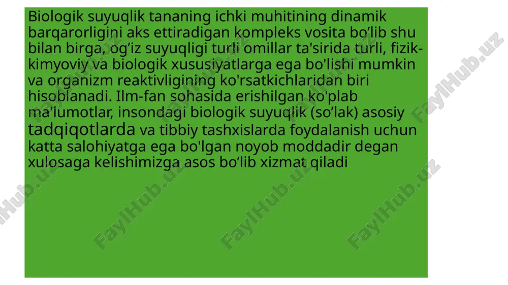 irilsa, lampochka yonmaydi. lekin elektrodlar natriy xlorid eritmasiga botirilganda lampochka ravshan yonadi elektrolitlarga kislotalar, asoslar va deyarli barcha tuzlar, noelektrolitlarga — organik birikmalarning ko'pchiligi, shuningdek, molekulalarida faqat kovalent qutbsiz va kam qutbli bog'lanishlar bo'ladigan moddalar kiradi. elektrolitlar — ikkinchi tur o'tkazgichlardir. ular erit¬ mada yoki suyuqlanmada ion¬ larga ajraladi, shu tufayli ham tok o'tadi. ravshanki, eritmada ionlar qancha ko'p bo'lsa, u elektr tokini shuncha yaxshi o'tkazadi. toza suv elektr tokini juda kam o'tkazadi. elektrolitlarning suvda eriganda ionlarga ajralishi elektrolitik dissotsilanish deyiladi. masalan, natriy xlorid nacl suvda eriganida batamom natriy ionlari na+ bilan xlorid ionlar cl ga ajraladi. suv vodorod ionlari h+ bilan gidroksid ionlar oh ni juda oz miqdorlardagina hosil qiladi. image1.jpeg image2.jpeg image3.jpeg image4.jpeg image5.jpeg /docprops/thumbnail.jpeg