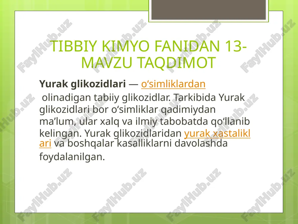 13-mavzu taqdimot tibbiy kimyo fanidan 13-mavzu taqdimot tibbiy kimyo fanidan 13-mavzu taqdimot e’tiboringiz uchun rahmat image2.png image3.png image4.png /docprops/thumbnail.jpeg