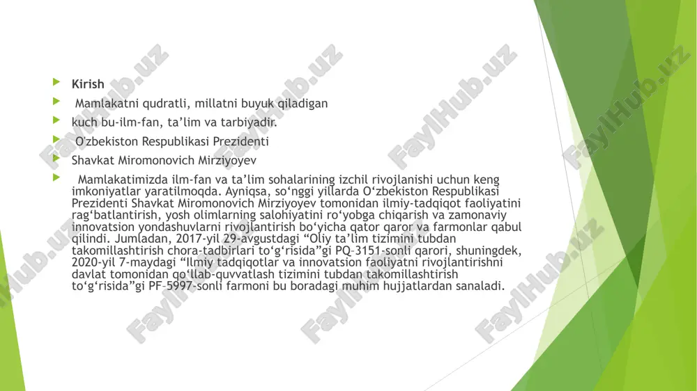 lgilanadi, oxirgi nuqta esa indikatordan faqat rang oʻzgarishidir. shunday qilib, indikatorni ehtiyotkorlik bilan tanlash indikator xatosini kamaytiradi. misol uchun, agar ekvivalentlik nuqtasi ph 8,4 boʻlsa, u holda fenolftalein indikatori alizarin sariq oʻrniga ishlatiladi, chunki fenolftalein indikator xatosini kamaytiradi. umumiy koʻrsatkichlar, ularning ranglari va rangini o'zgartiradigan ph diapazoni yuqoridagi jadvalda keltirilgan.[25] aniqroq natijalar talab qilinganda yoki reagentlar zaif kislota va zaif asos boʻlsa, ph oʻlchagich yoki oʻtkazuvchanlik oʻlchagich ishlatiladi. h oh- h2o reaksiyasi asosida bajariladigan aniqlashlarning hammasi kislota-asosli titrlash (neytrallanish, protolitometriya) usullariga kiradi. bu usul bilan barcha kislotalar, asoslar va ular bilan reaksiyaga kirishuvchi moddalarning miqdori hamda kuchsiz kislota anioni bilan yomon eriydigan birikmalar hosil qiluvchi kationlar (pbcro4, cac2o4, ag2cro4) aniqlanadi. protolitometriya usullaridan foydalanib gidrolizlanish natijasida kuchli ishqor va kislotalar hosil qiluvchi tuzlarni ham aniqlash mumkin. bu usullarda asosiy ishchi eritmalari sifatida odatda hcl yoki h2so4 va naoh yoki koh lar ishlatiladi. bu moddalar dastlabki, boshlang‘ich, birlamchi standart moddalarga qo‘yiladigan talablarga …